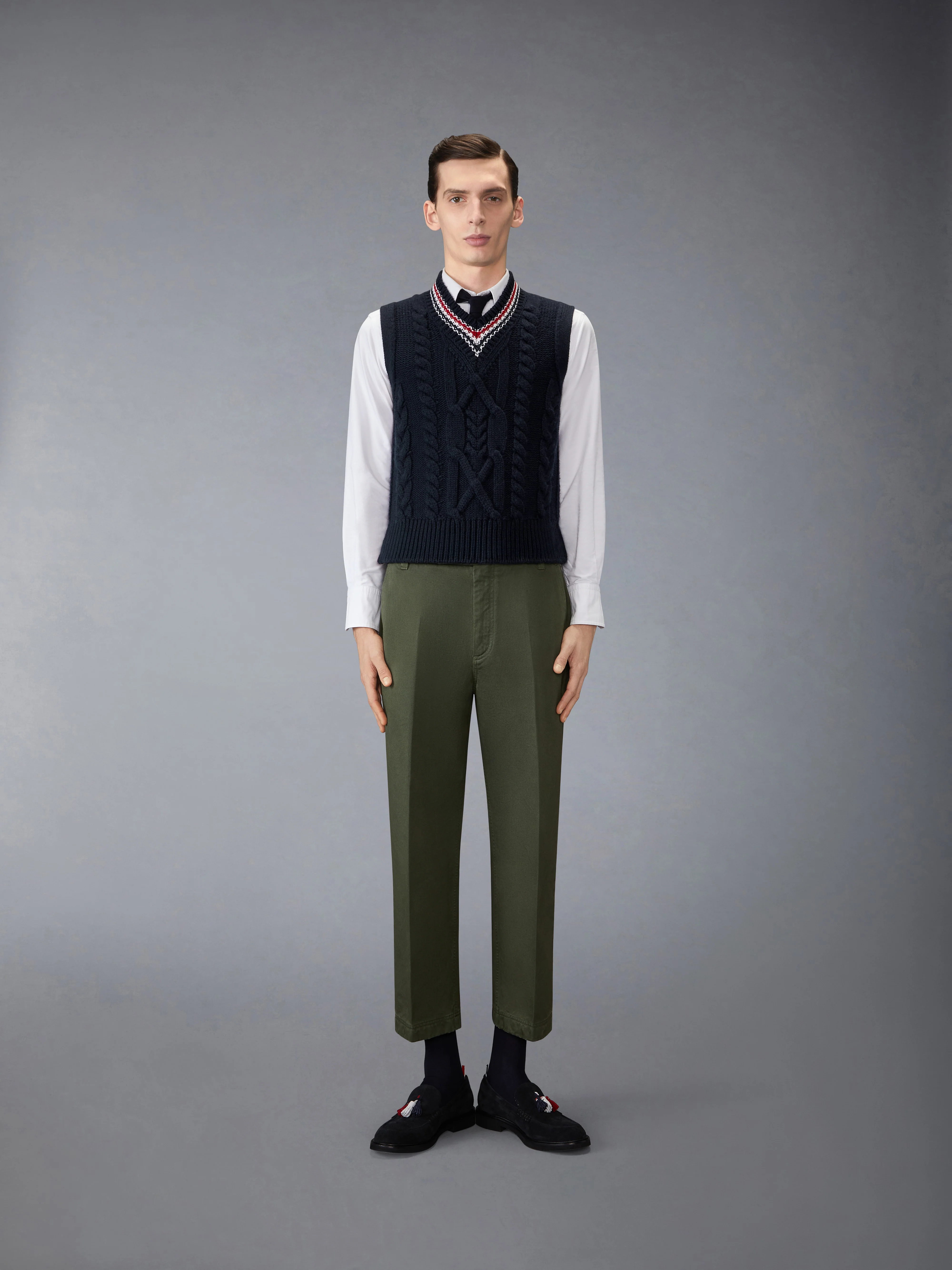 ARAN CABLE STITCH MERINO WOOL VEST - Image 3