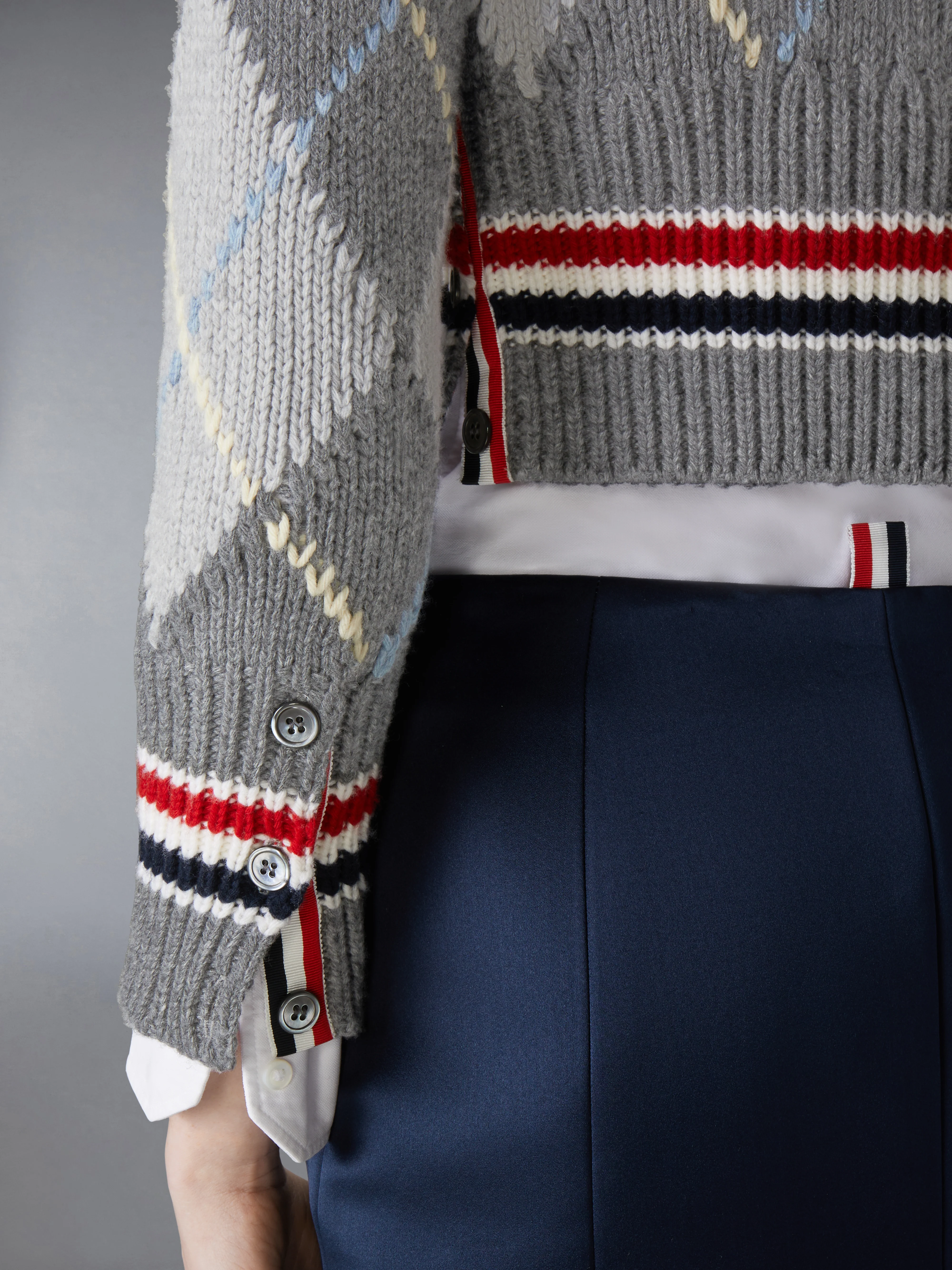 ARGYLE INTARSIA MERINO WOOL SHRUNKEN CARDIGAN - Image 4