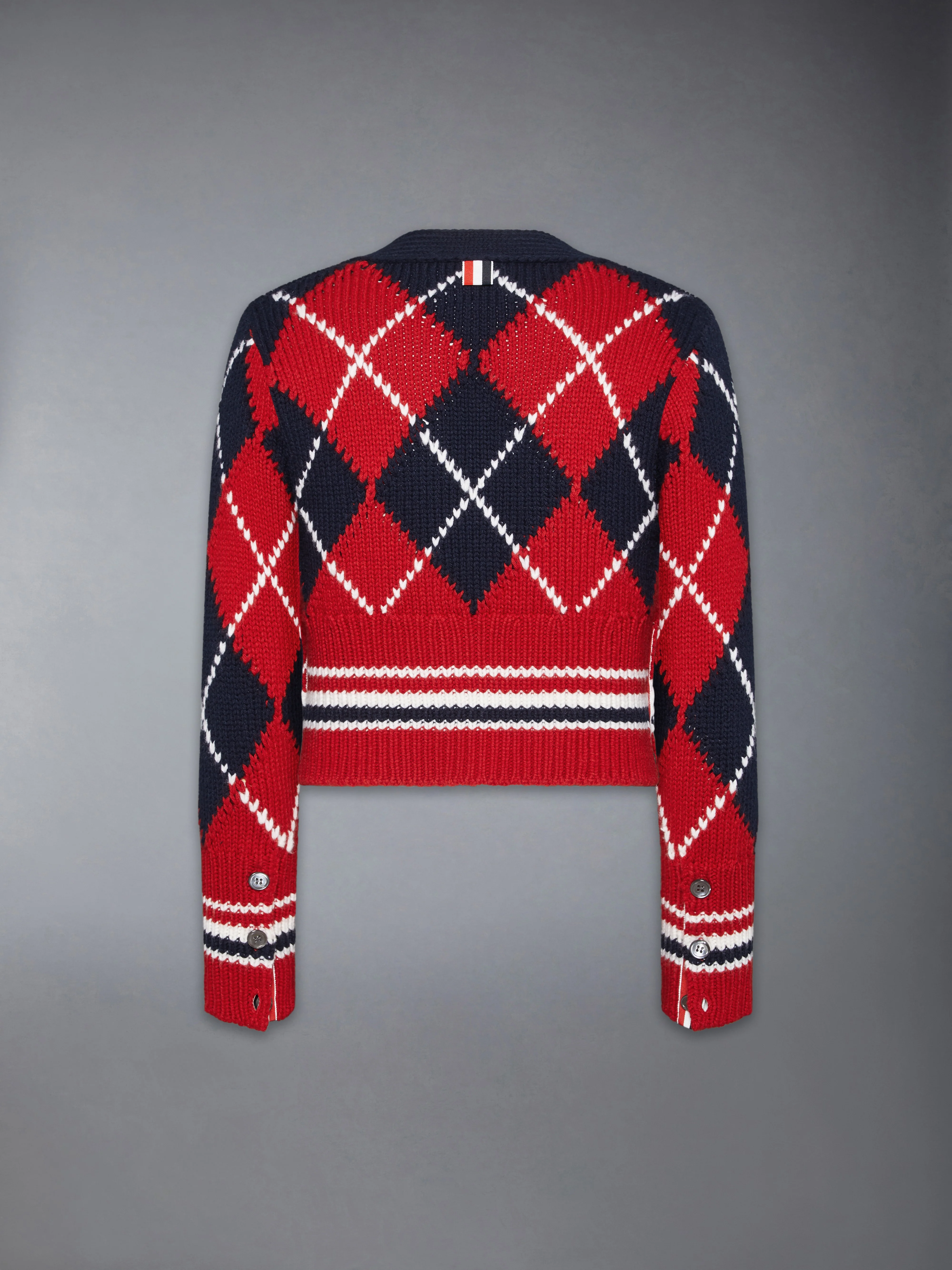 ARGYLE INTARSIA MERINO WOOL SHRUNKEN CARDIGAN - Image 7