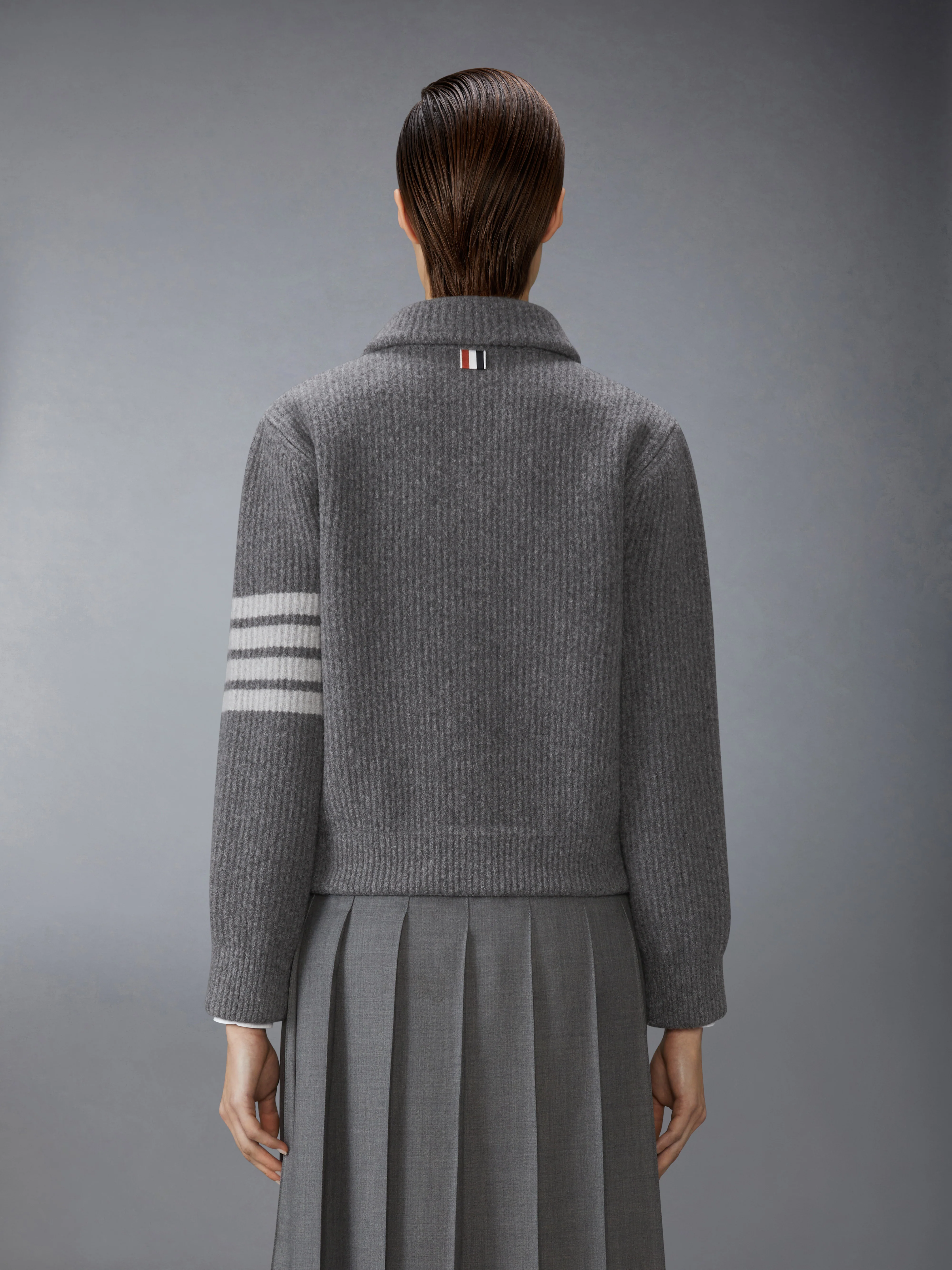 BOILED MERINO WOOL 4-BAR BOMBER JACKET - Image 2