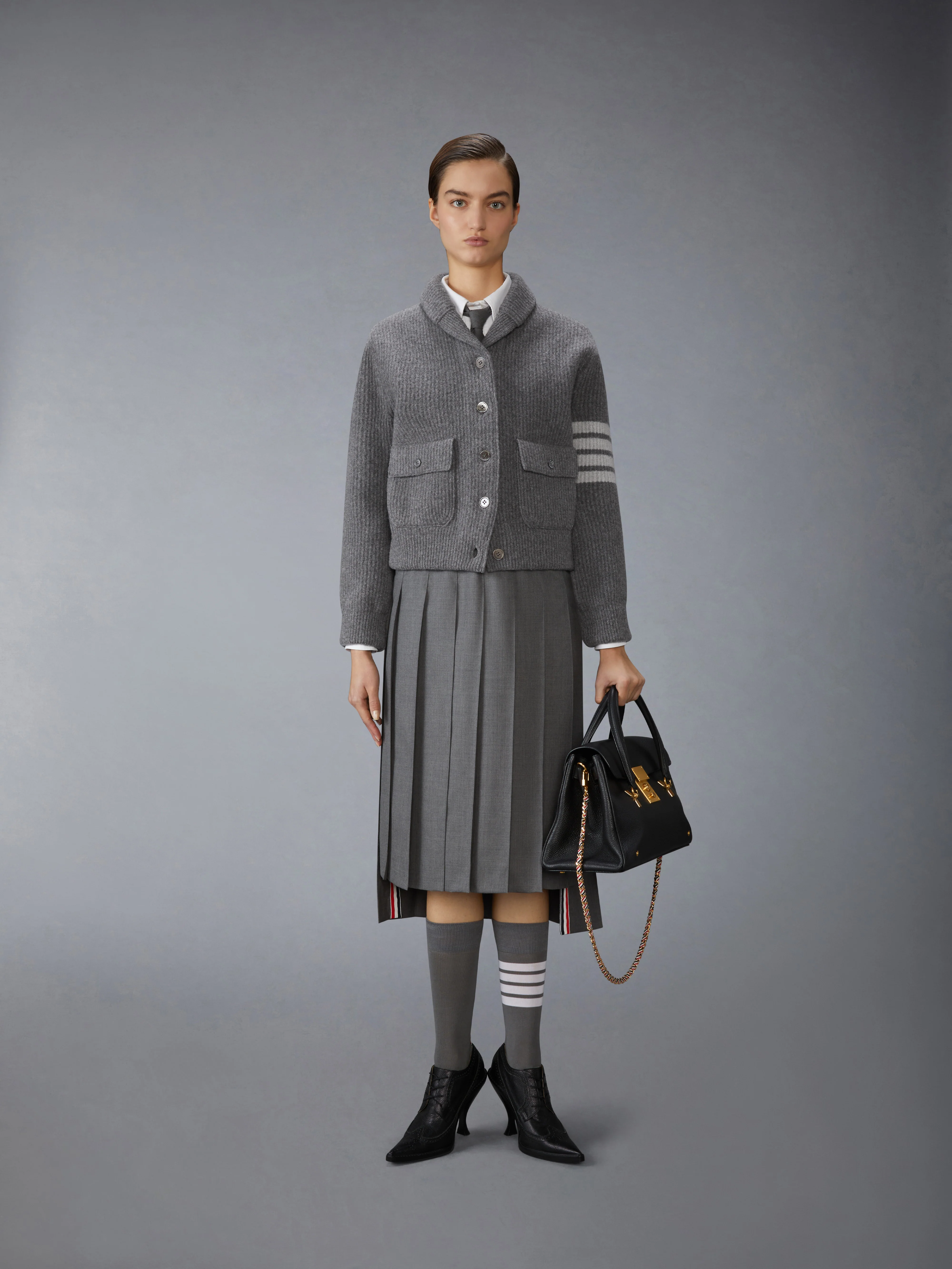 BOILED MERINO WOOL 4-BAR BOMBER JACKET - Image 3