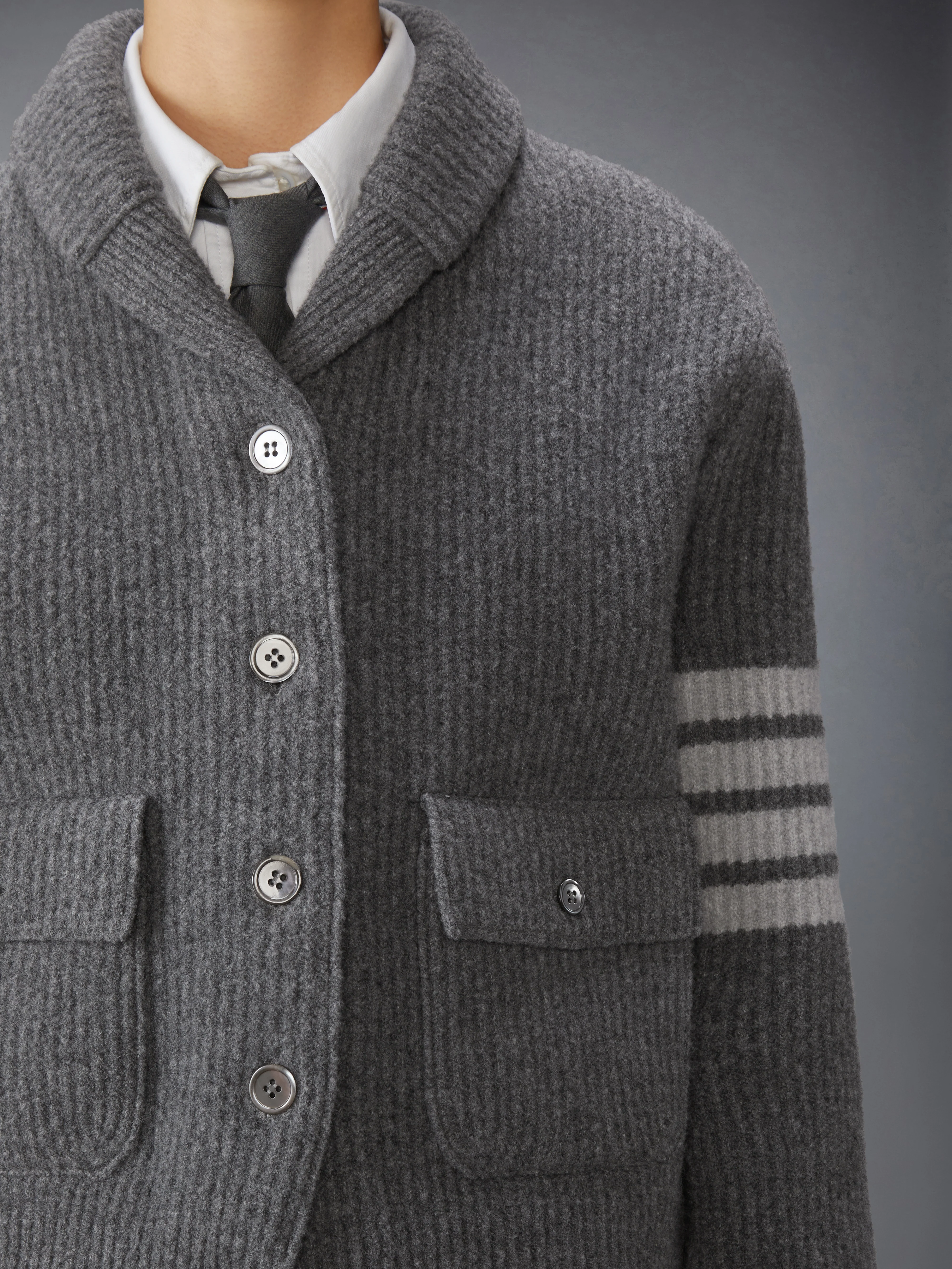 BOILED MERINO WOOL 4-BAR BOMBER JACKET - Image 5