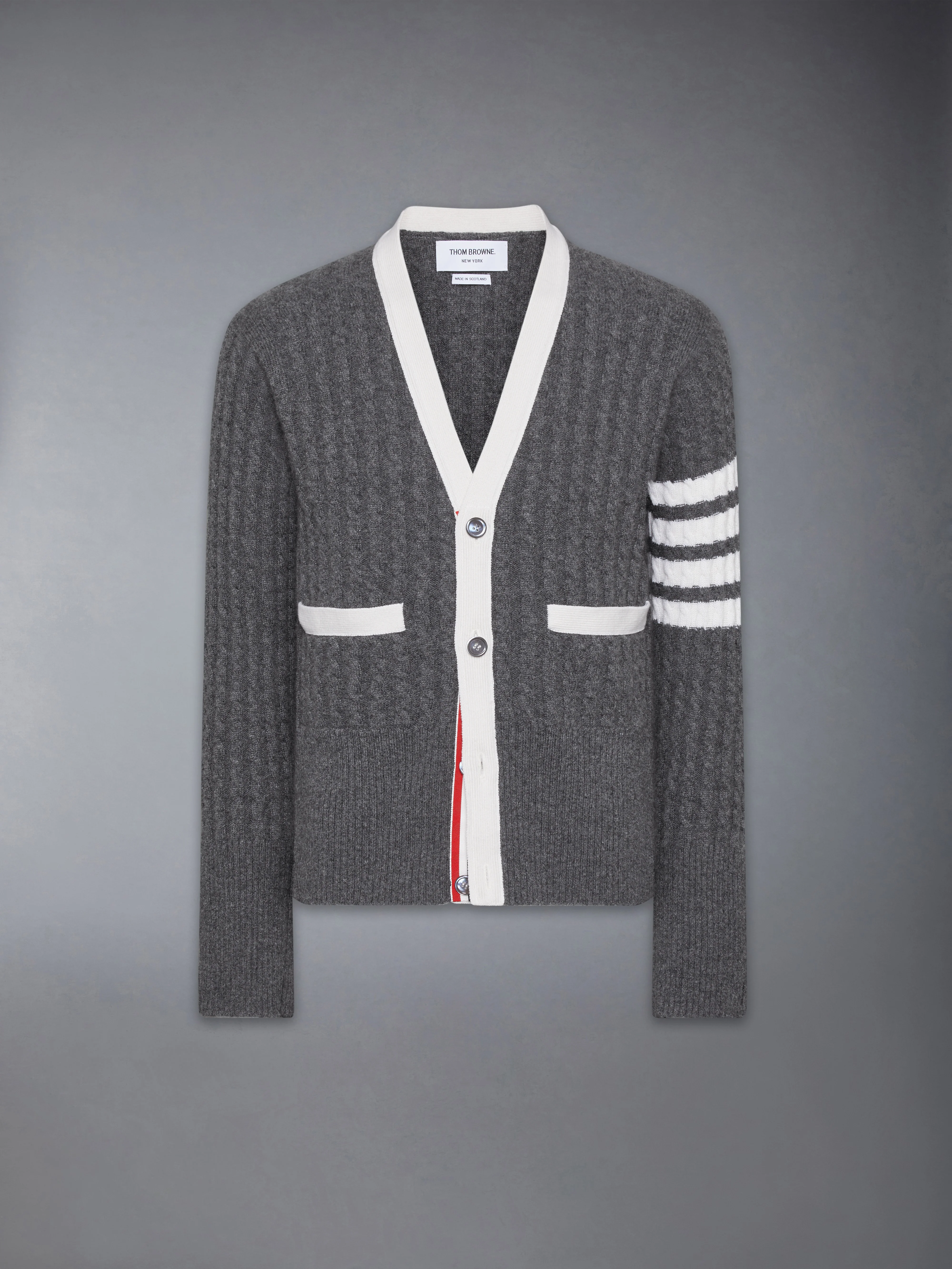 CASHMERE 4-BAR V NECK CARDIGAN - Image 5