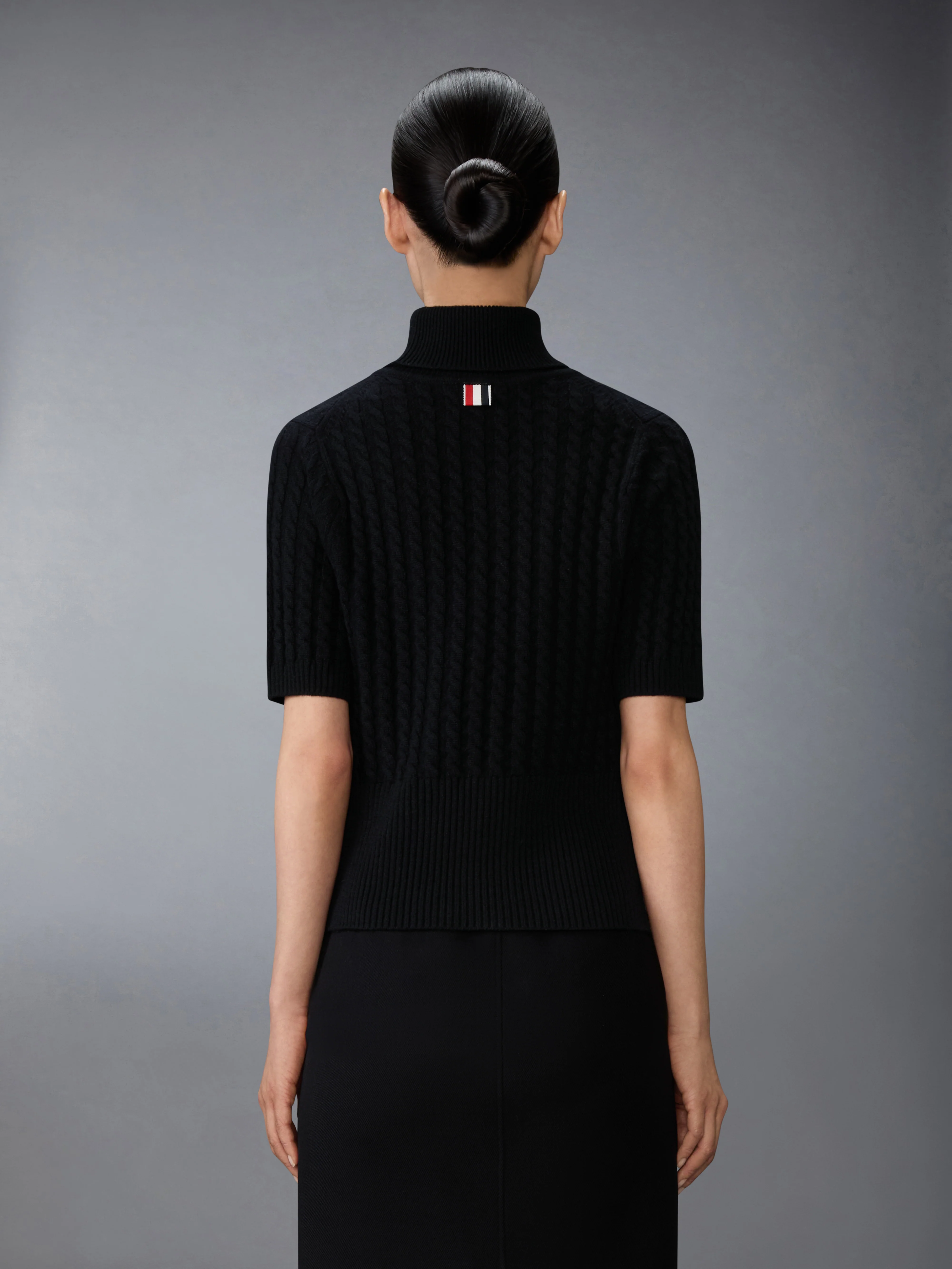 CASHMERE BABY CABLE STITCH  SHORT SLEEVE TURTLENECK - Image 2