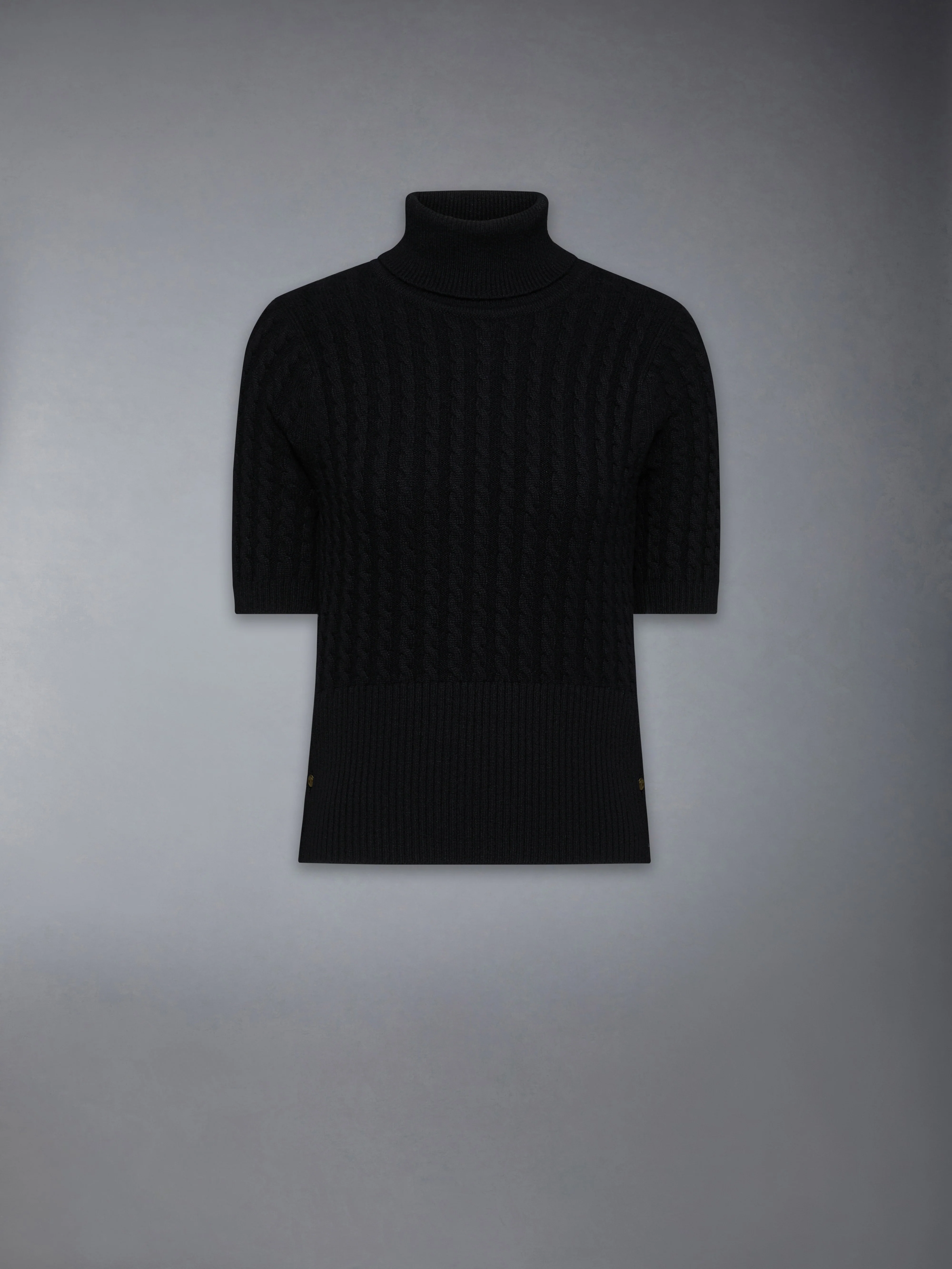 CASHMERE BABY CABLE STITCH  SHORT SLEEVE TURTLENECK - Image 6