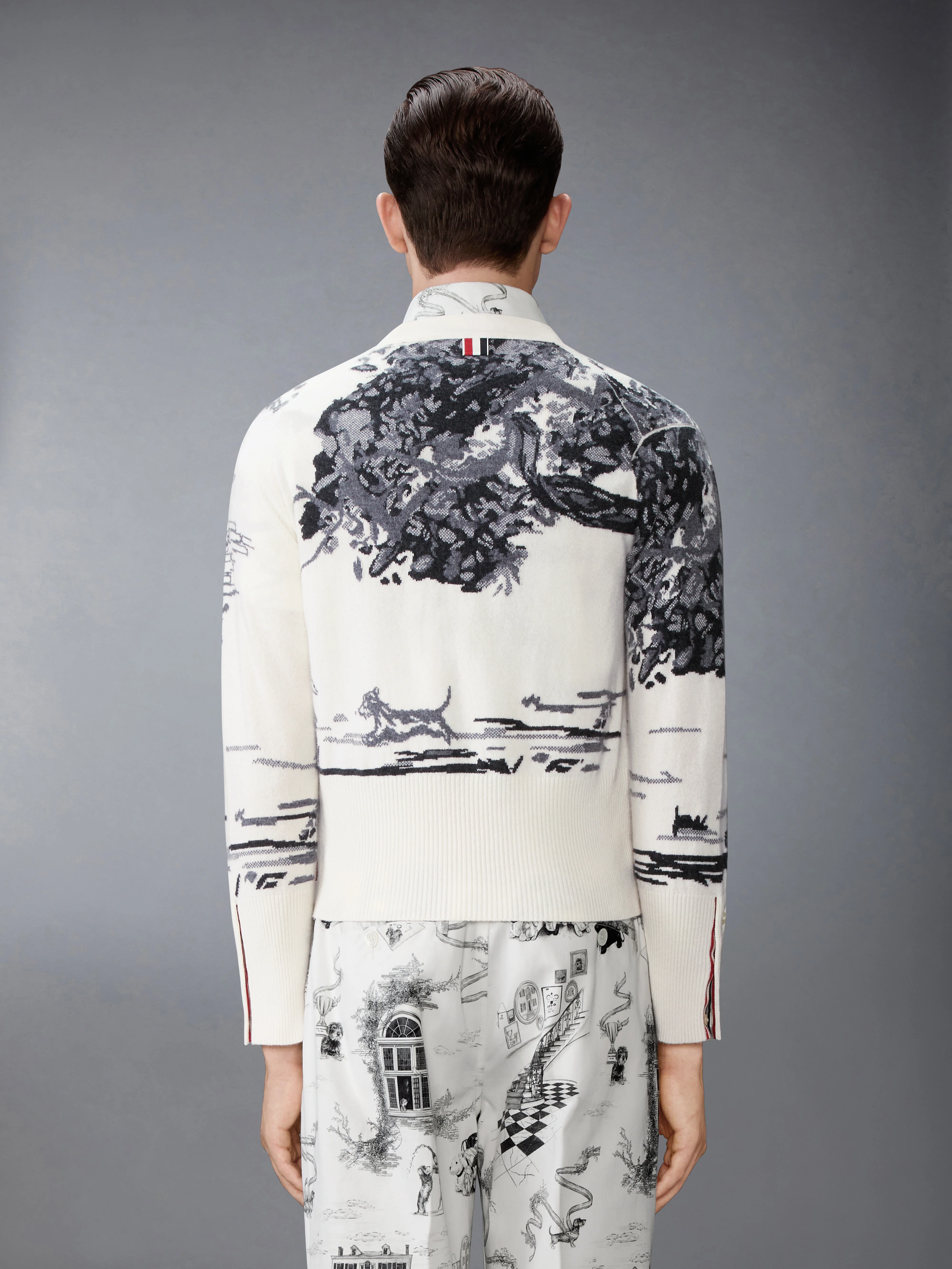 CASHMERE JERSEY INTARSIA HECTOR TOILE CARDIGAN - Image 2