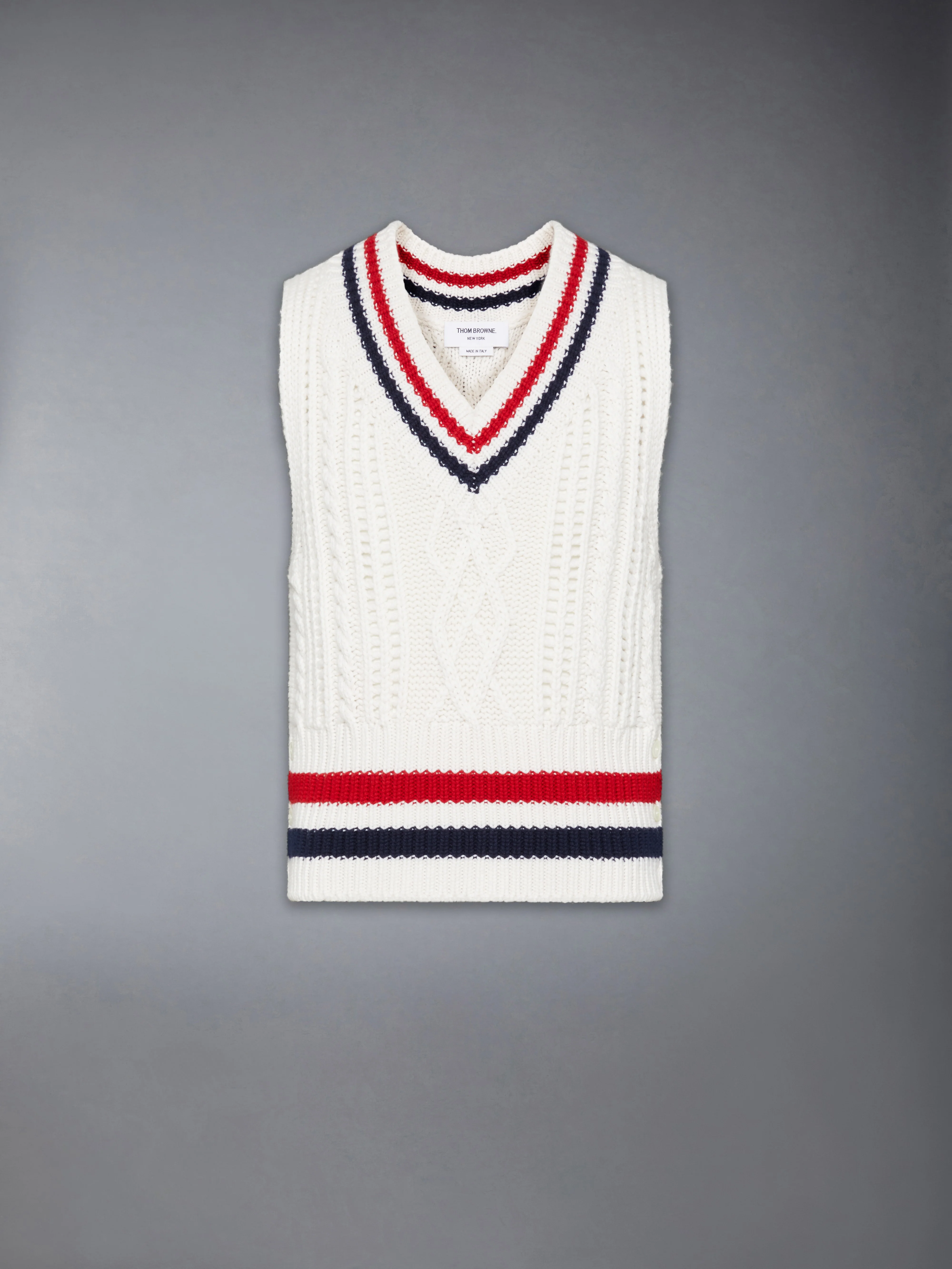 CHUNKY CASHMERE RWB STRIPE VEST - Image 6