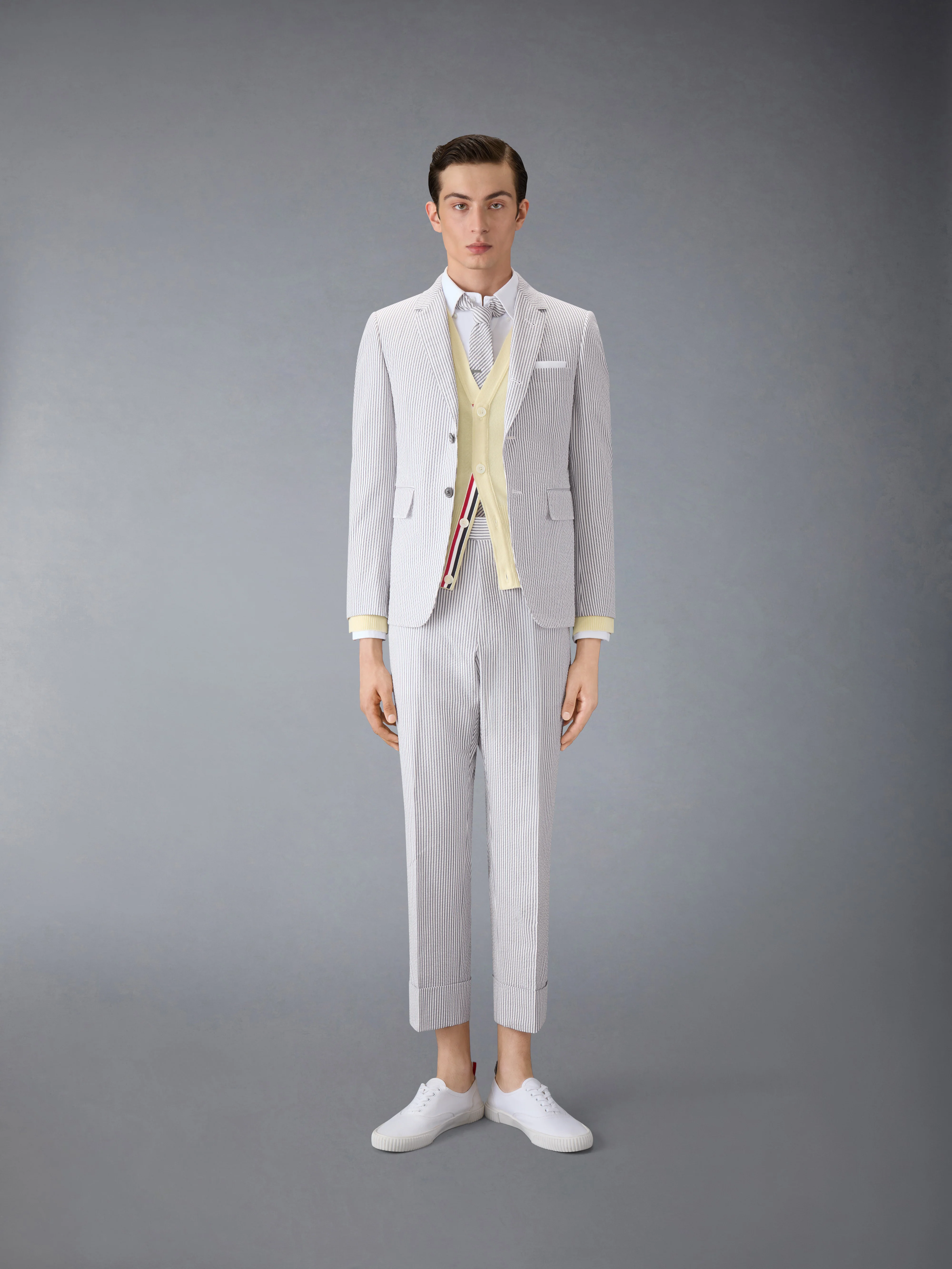 CLASSIC CASHMERE 4-BAR V-NECK CARDIGAN - Image 3
