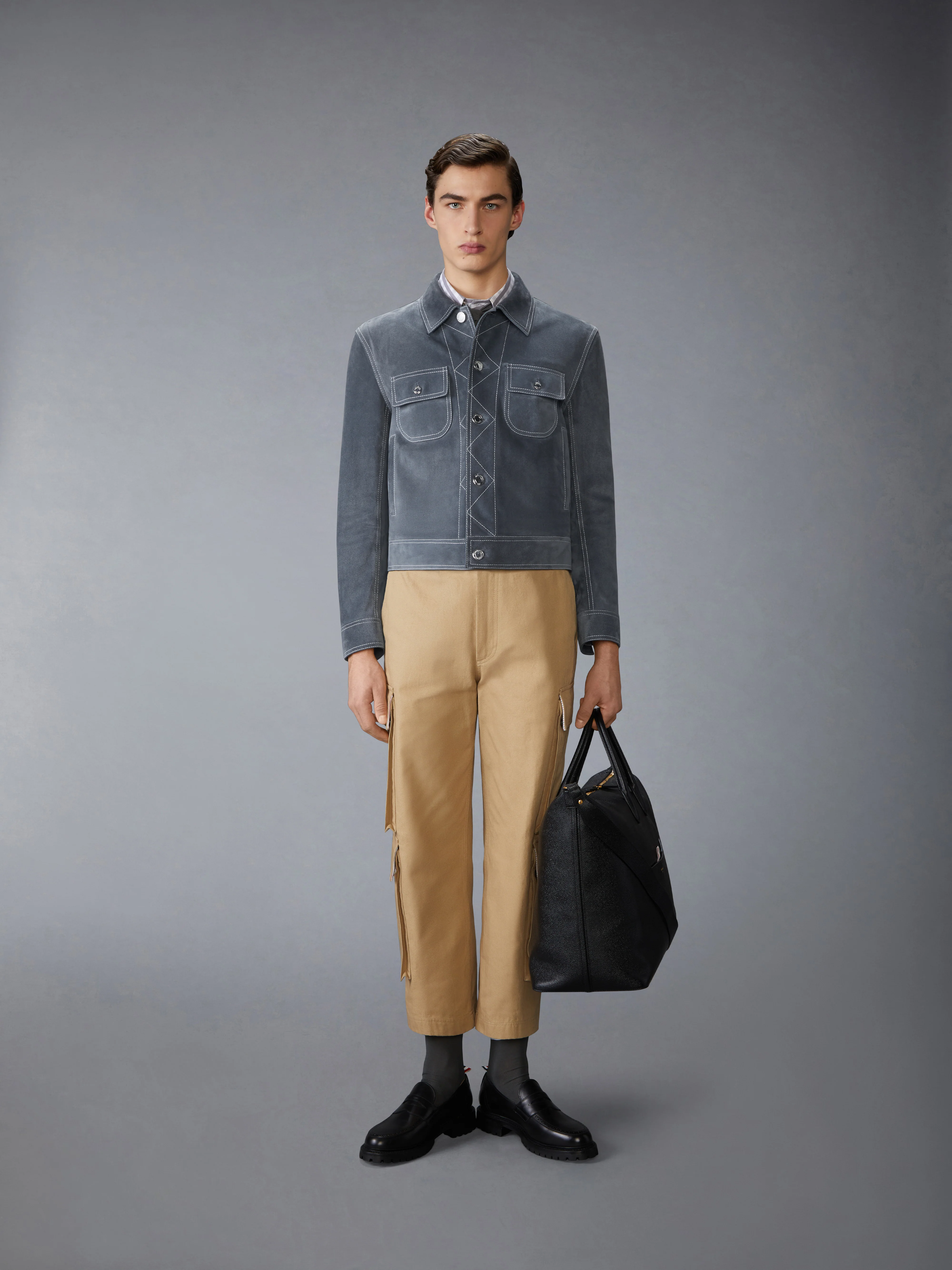 CONTRAST STITCH SUEDE UTILITY JACKET - Image 3