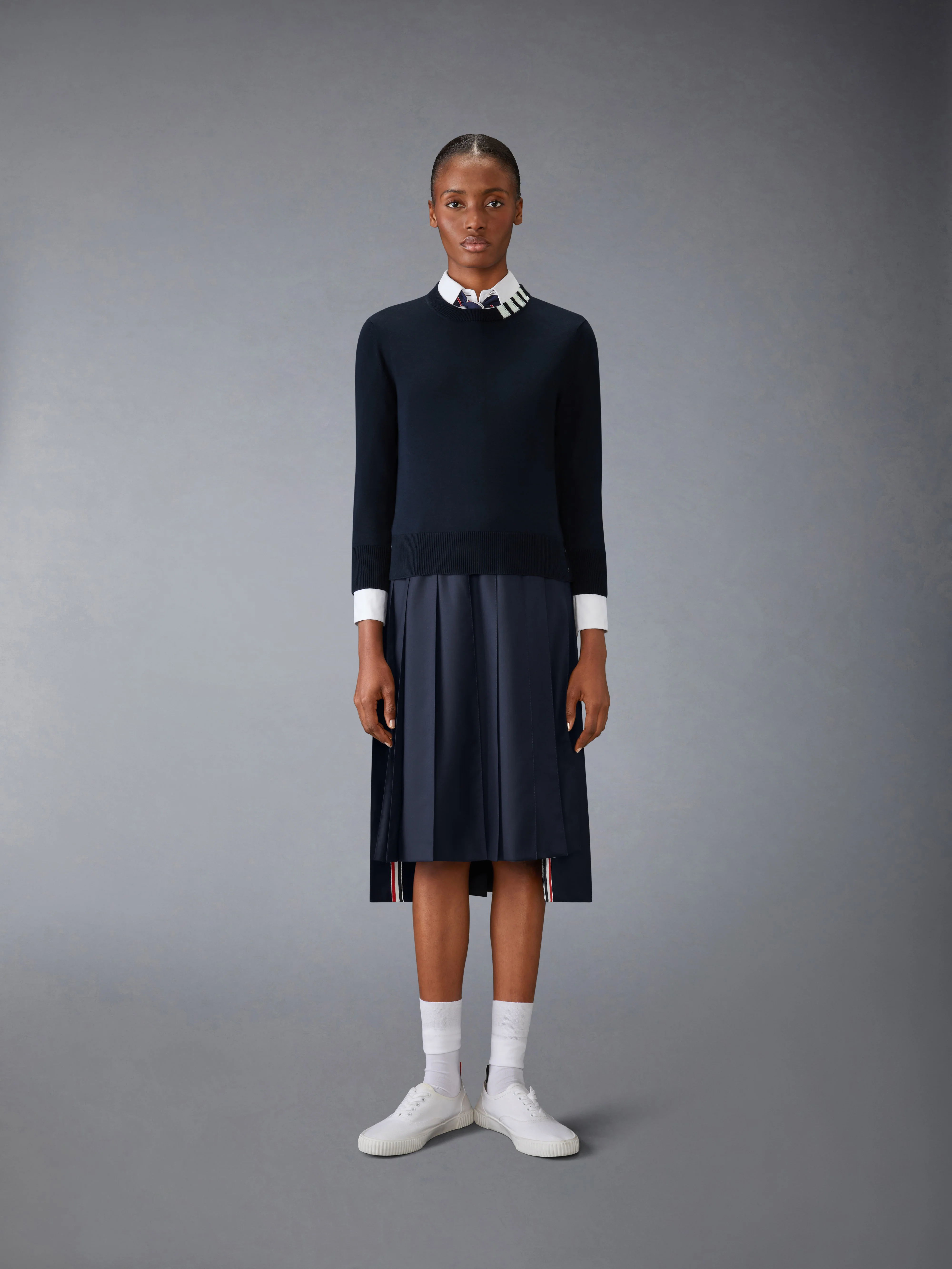 COTTON 4-BAR CREW NECK PULLOVER - Image 3
