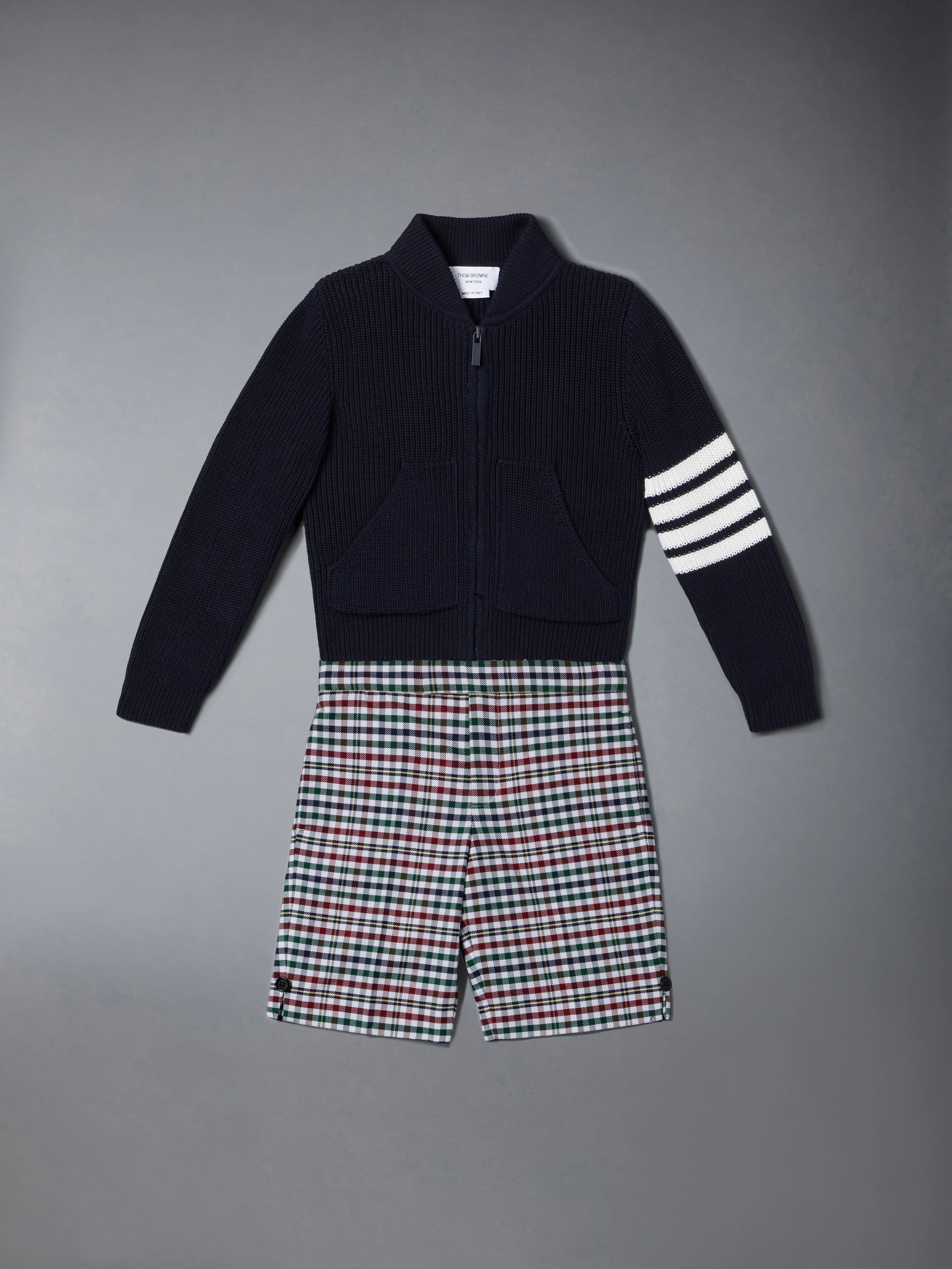 COTTON 4-BAR ZIP UP CARDIGAN - Image 2