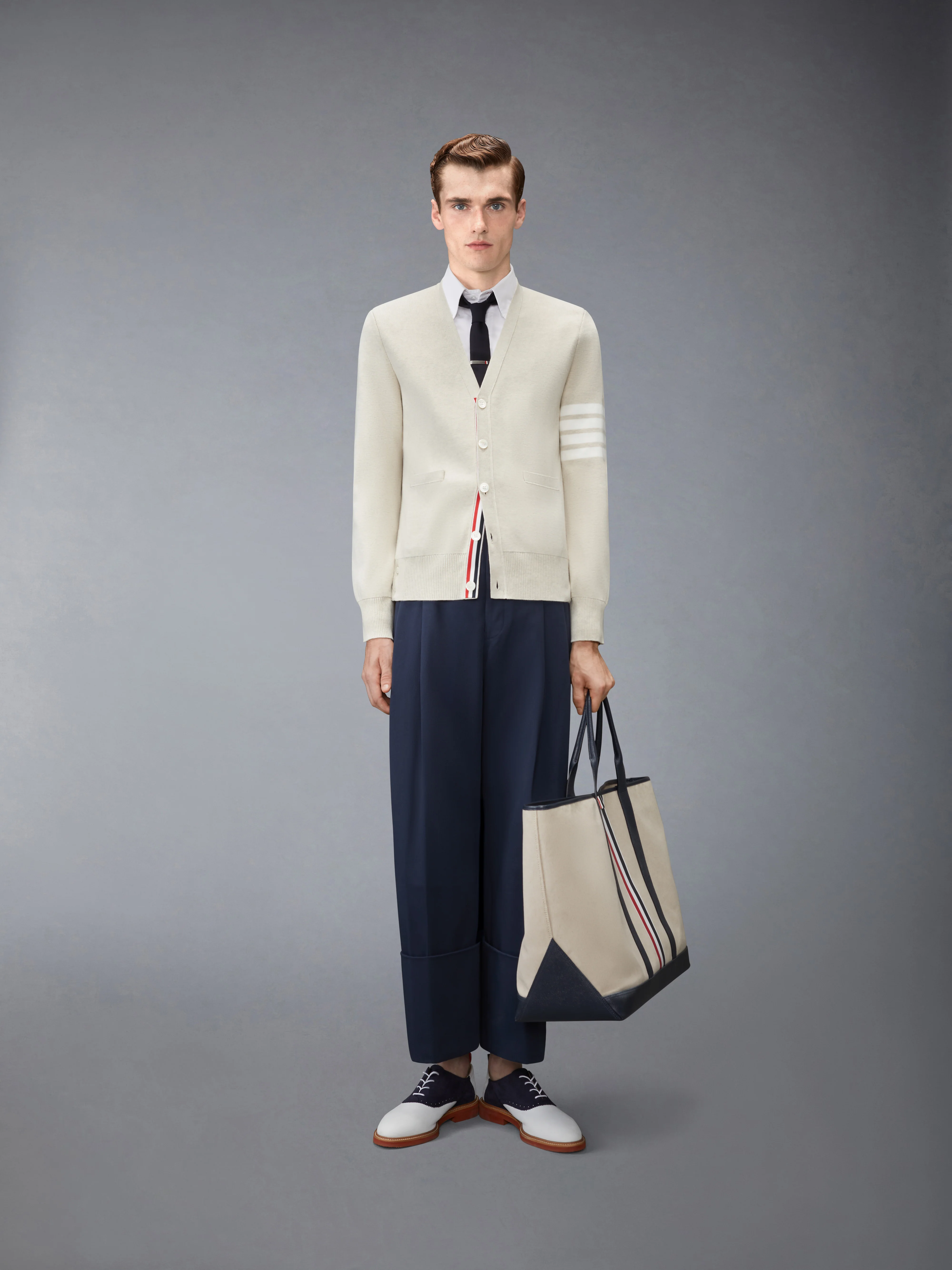 COTTON CREPE V-NECK CARDIGAN - Image 3