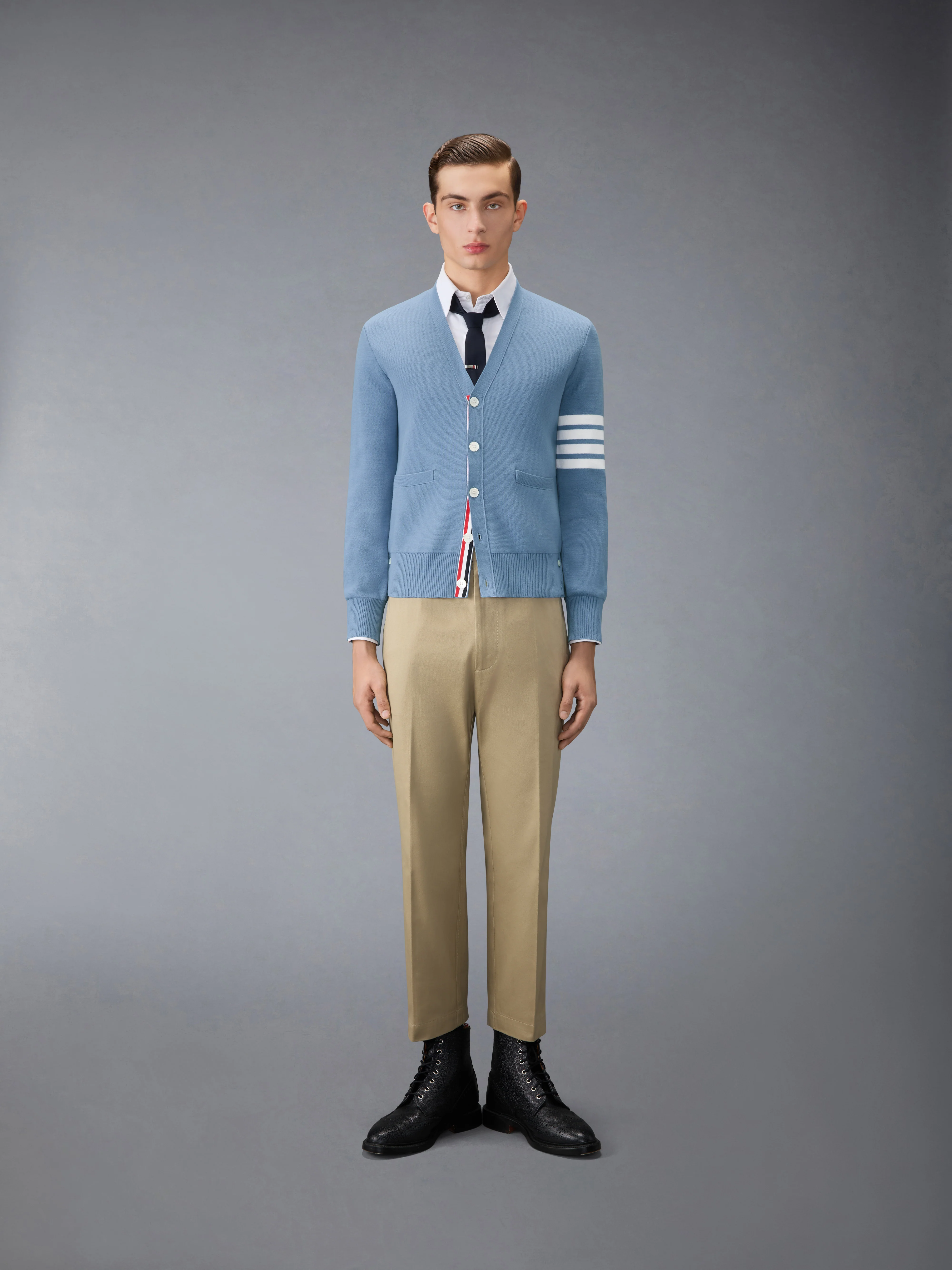 COTTON CREPE V-NECK CARDIGAN - Image 3