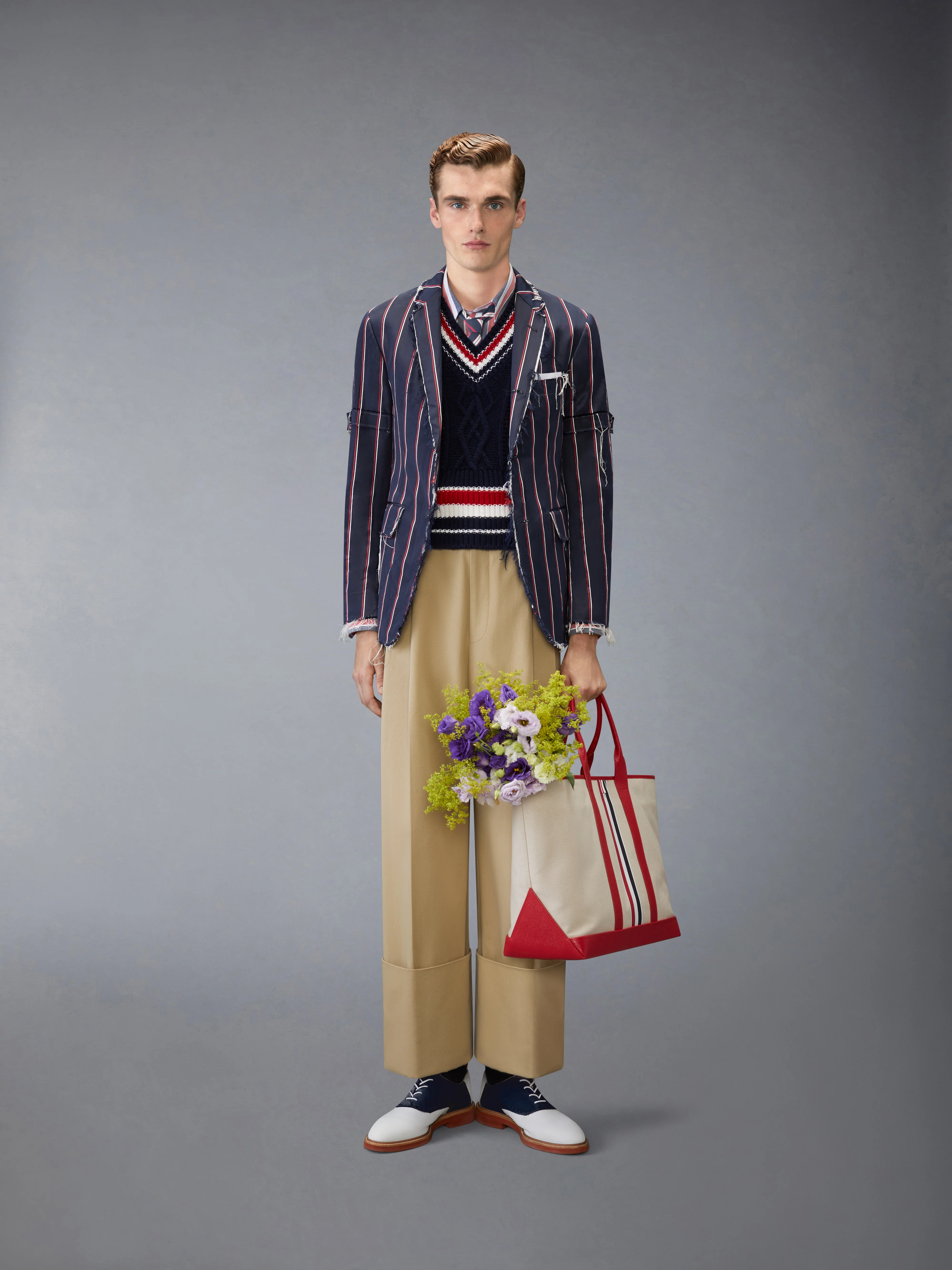 COTTON GABARDINE DOUBLE PLEAT TROUSER - Image 3