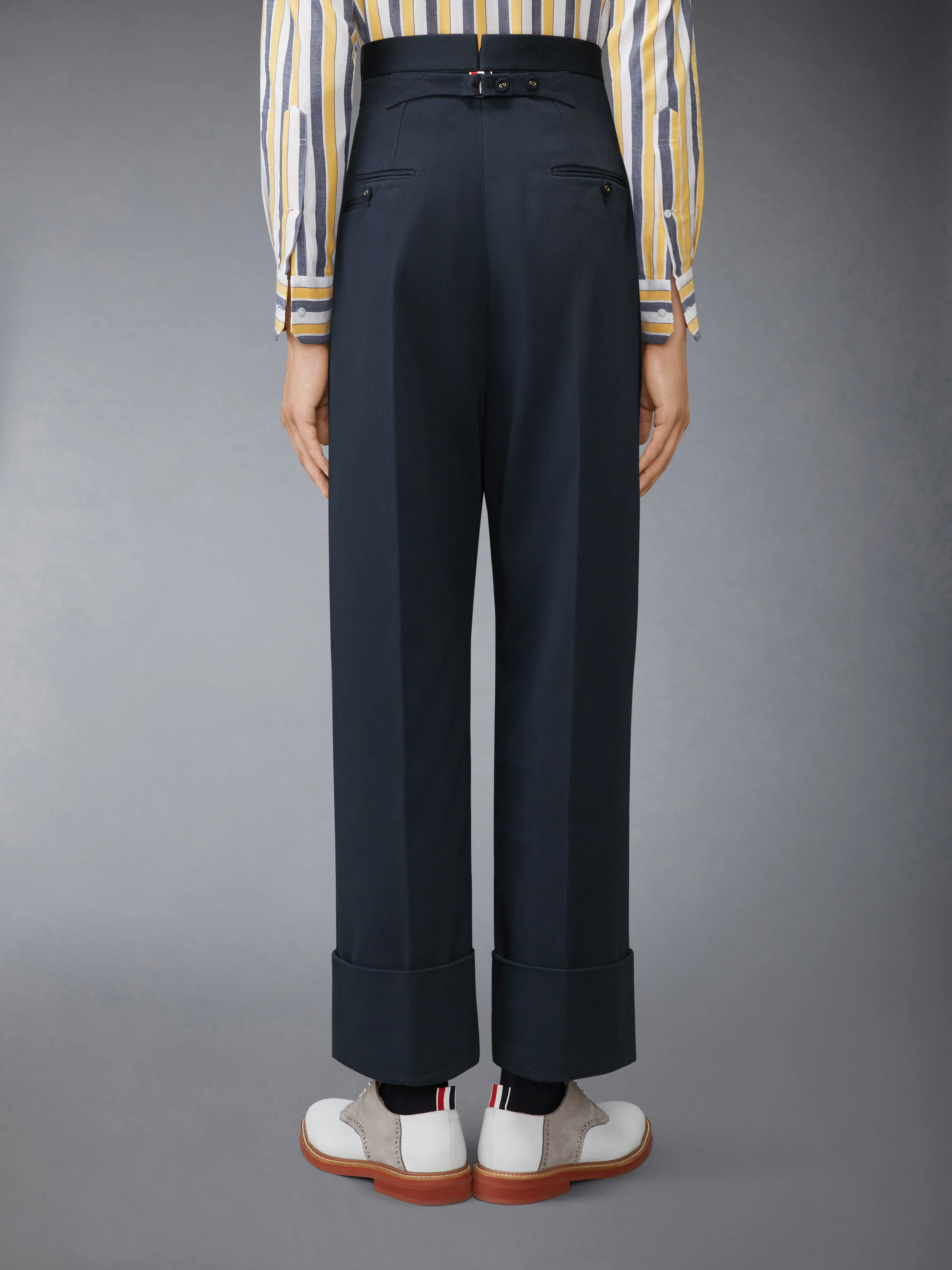 COTTON GABARDINE DOUBLE PLEAT TROUSER - Image 2