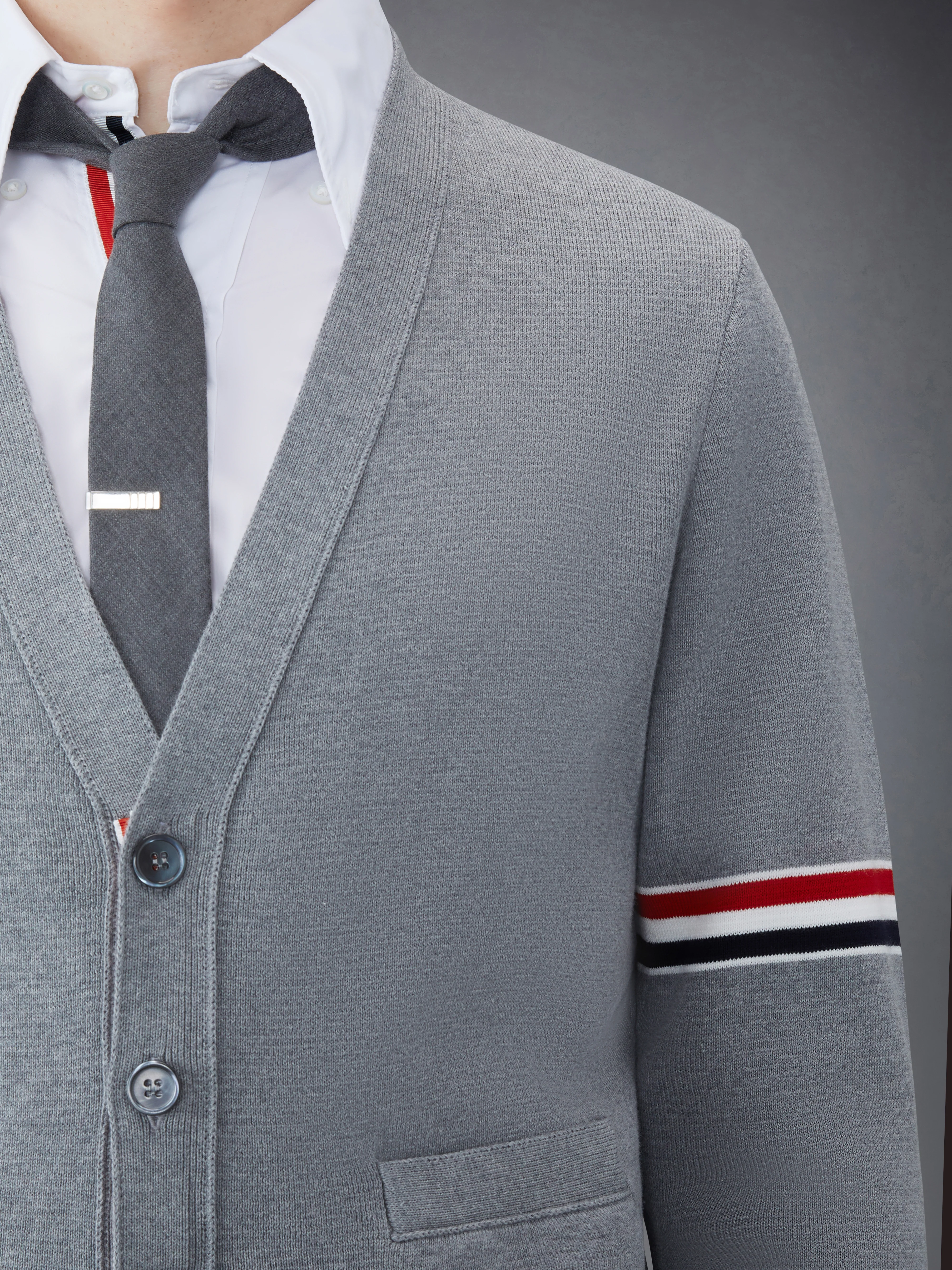 COTTON MILANO STITCH V-NECK CARDIGAN - Image 6