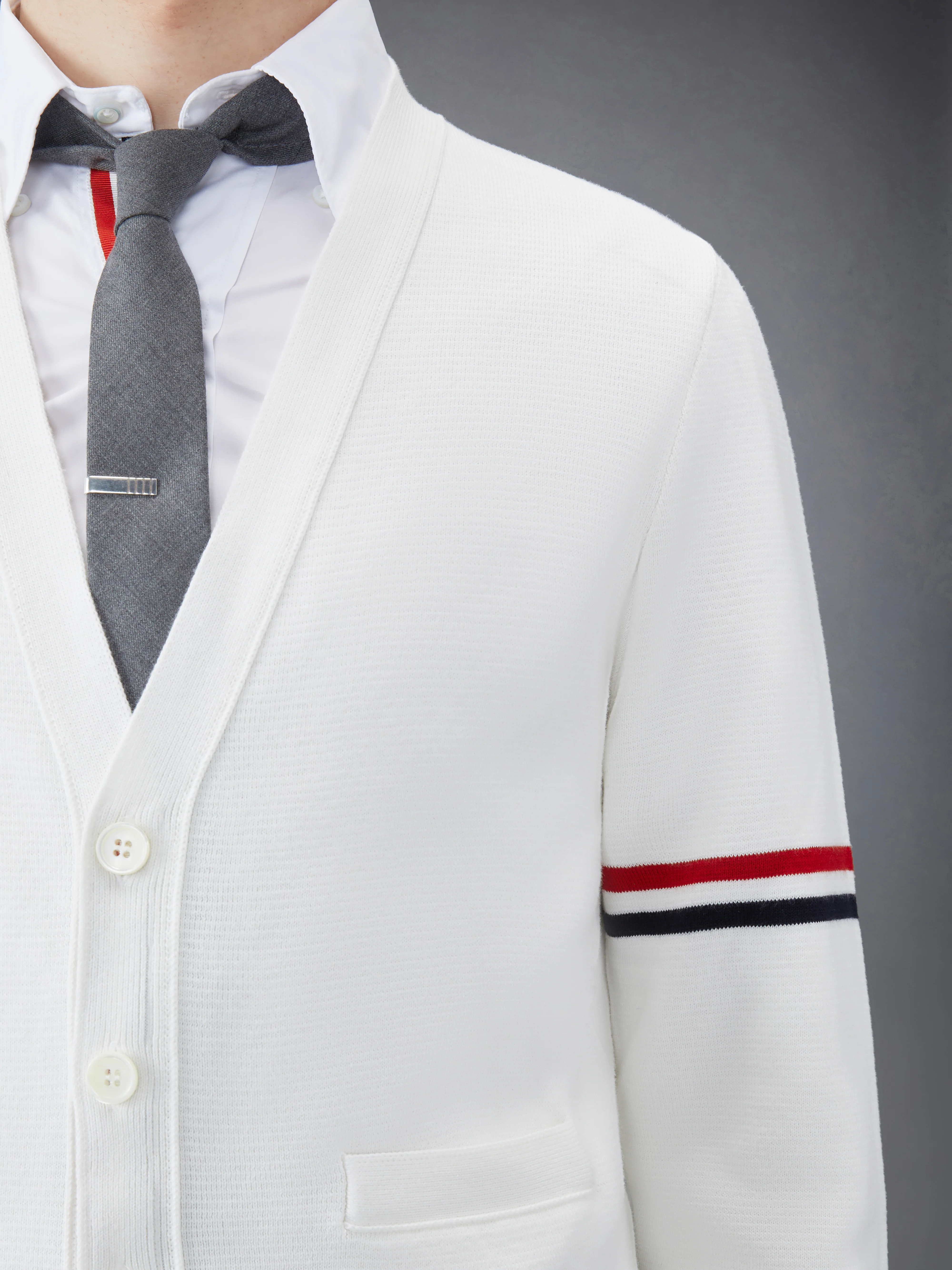 COTTON MILANO STITCH V-NECK CARDIGAN - Image 6