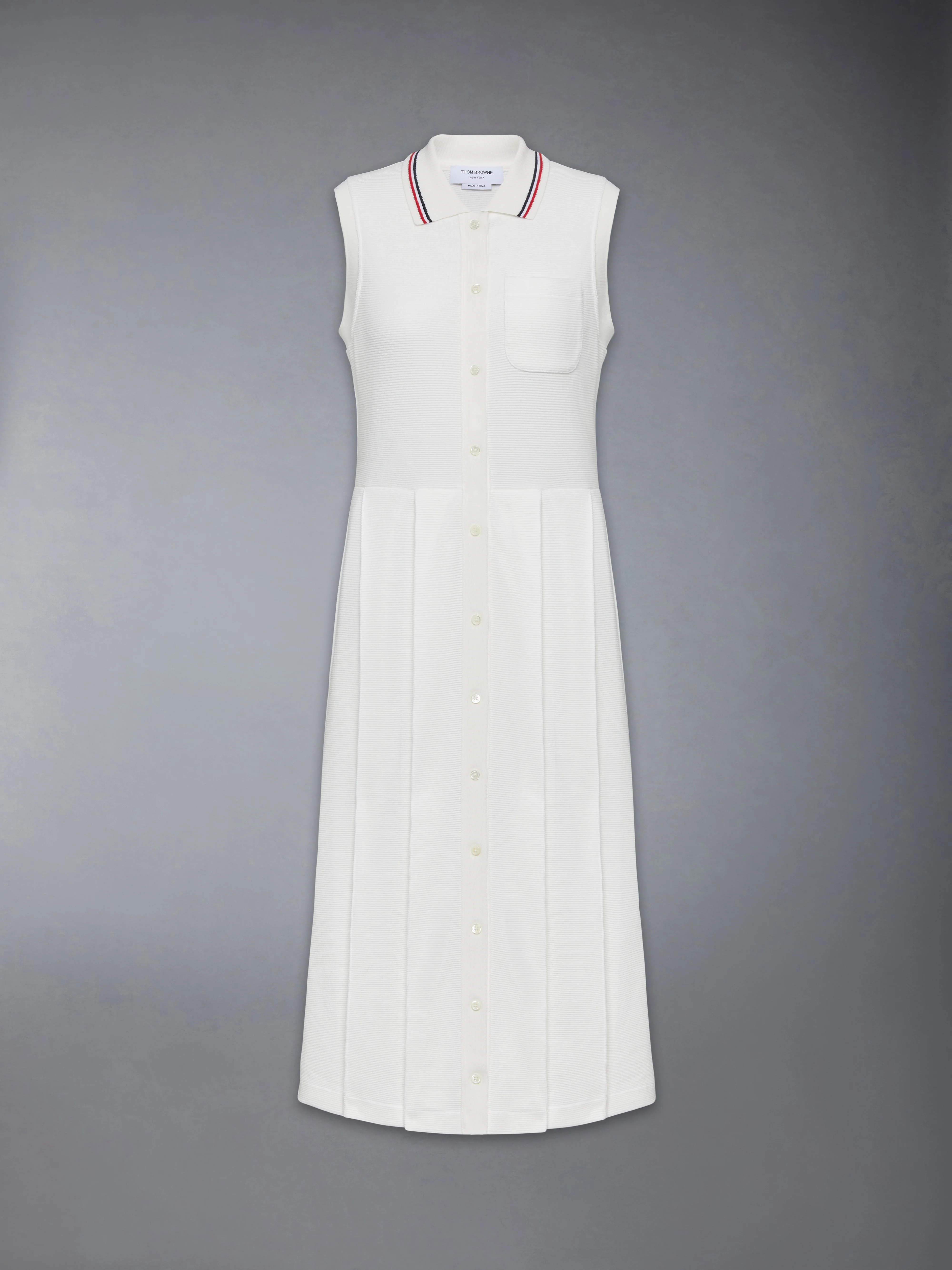 COTTON WAFFLE PLEATED POLO DRESS - Image 7