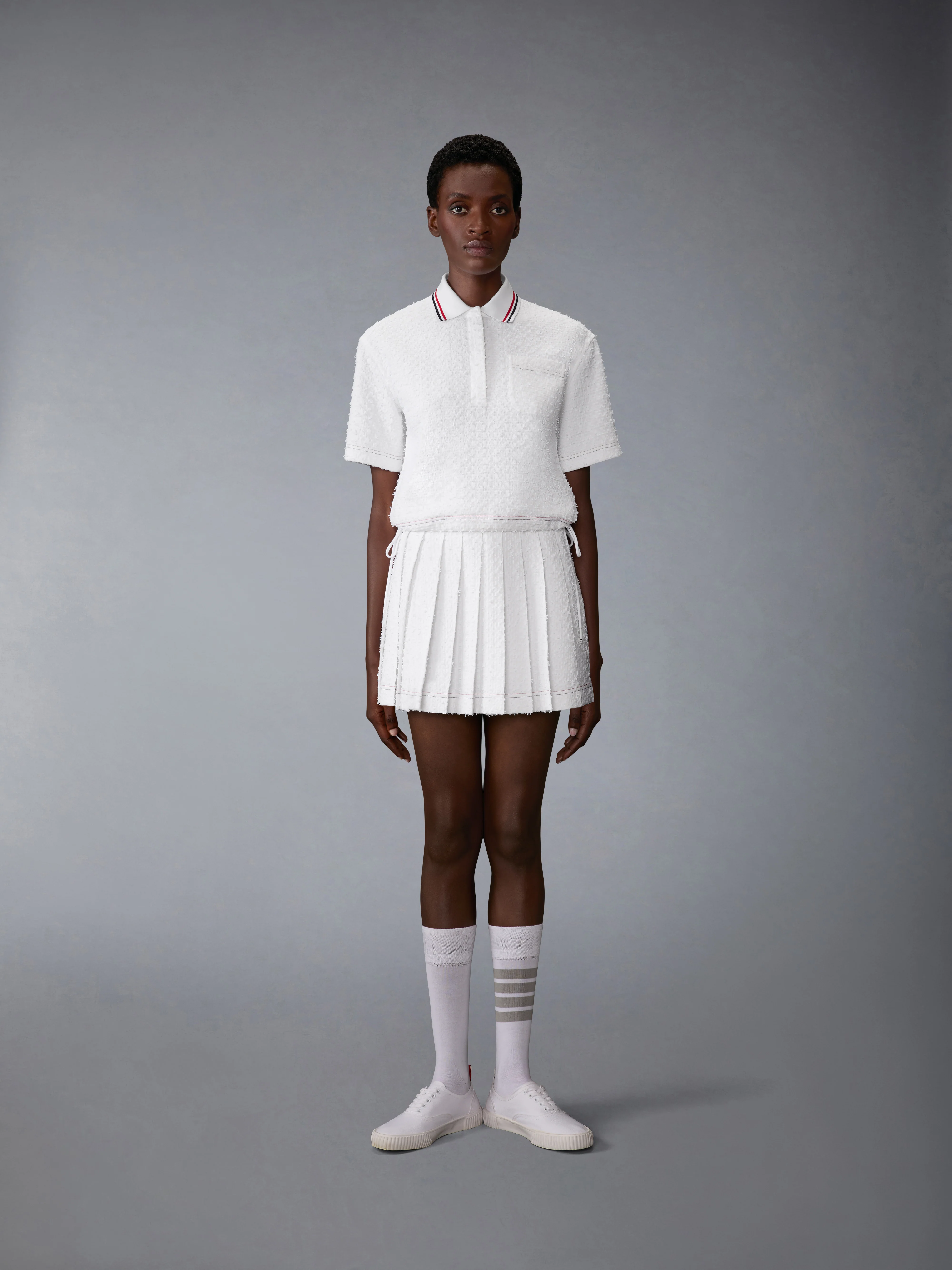 EYELASH RIBBON TWEED DRAWSTRING HEM POLO - Image 3