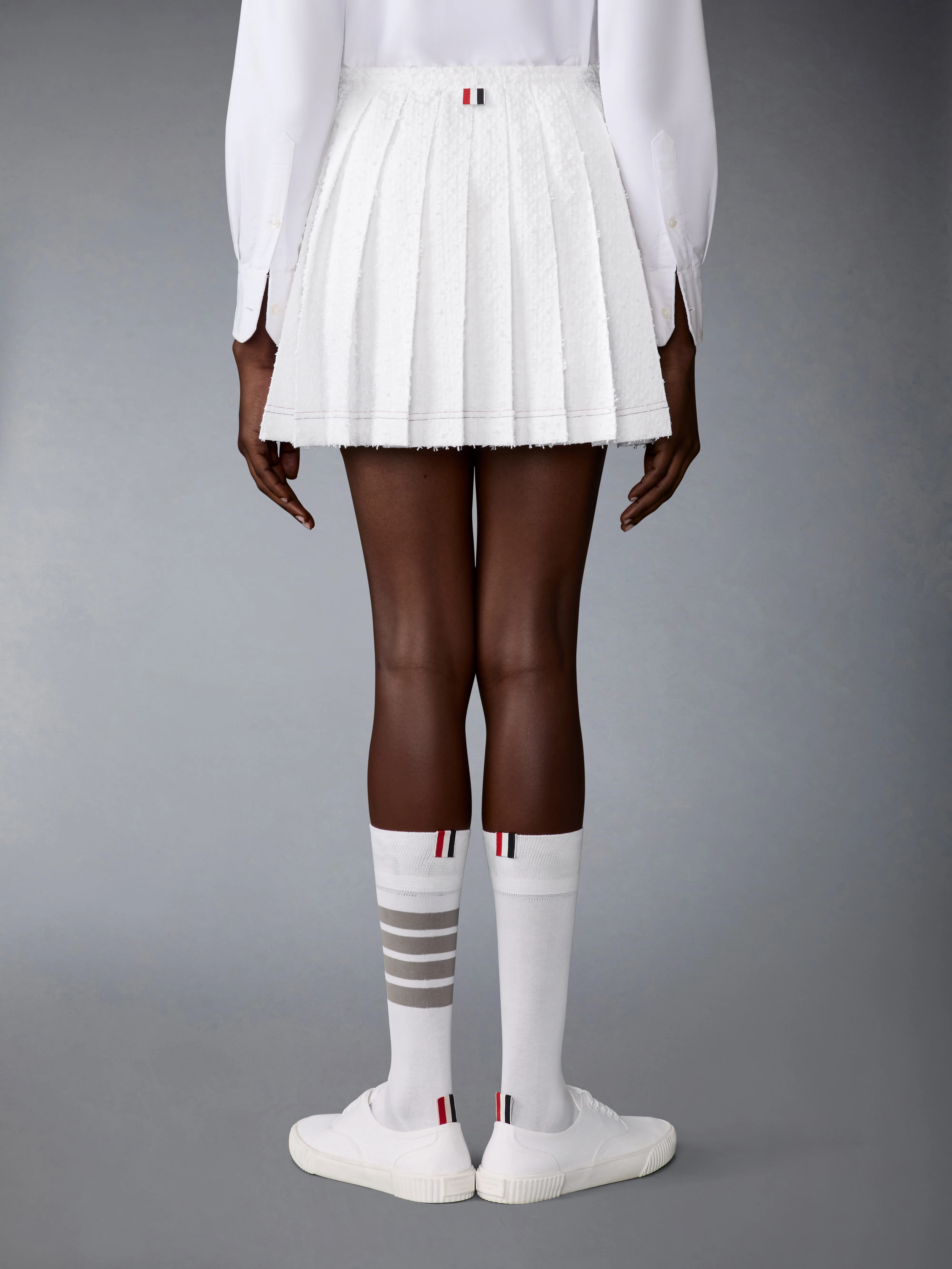 EYELASH TWEED DRAWSTRING PLEATED MINI SKIRT - Image 3
