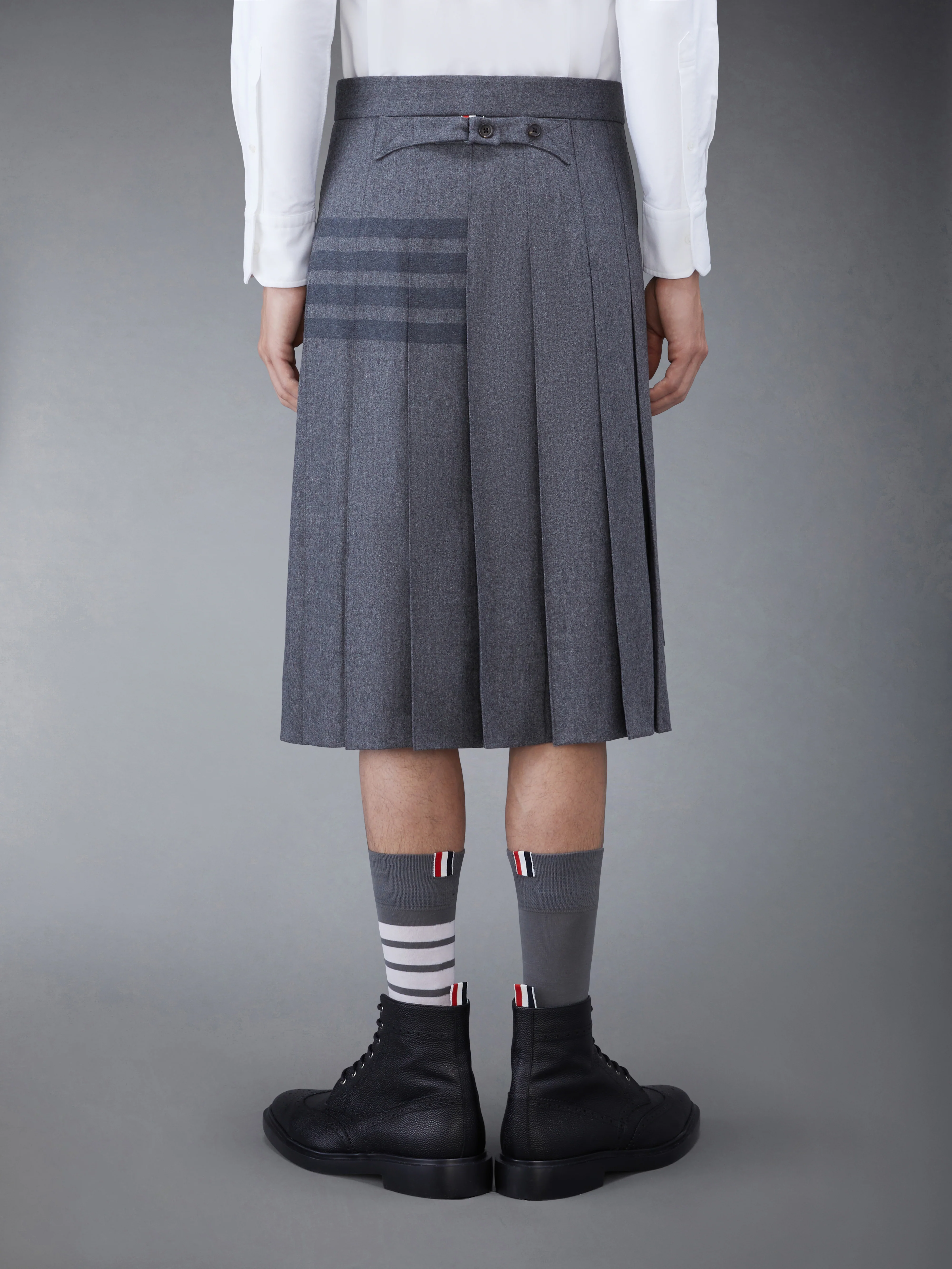 FLANNEL 4-BAR BACKSTRAP PLEATED SKIRT - Image 2