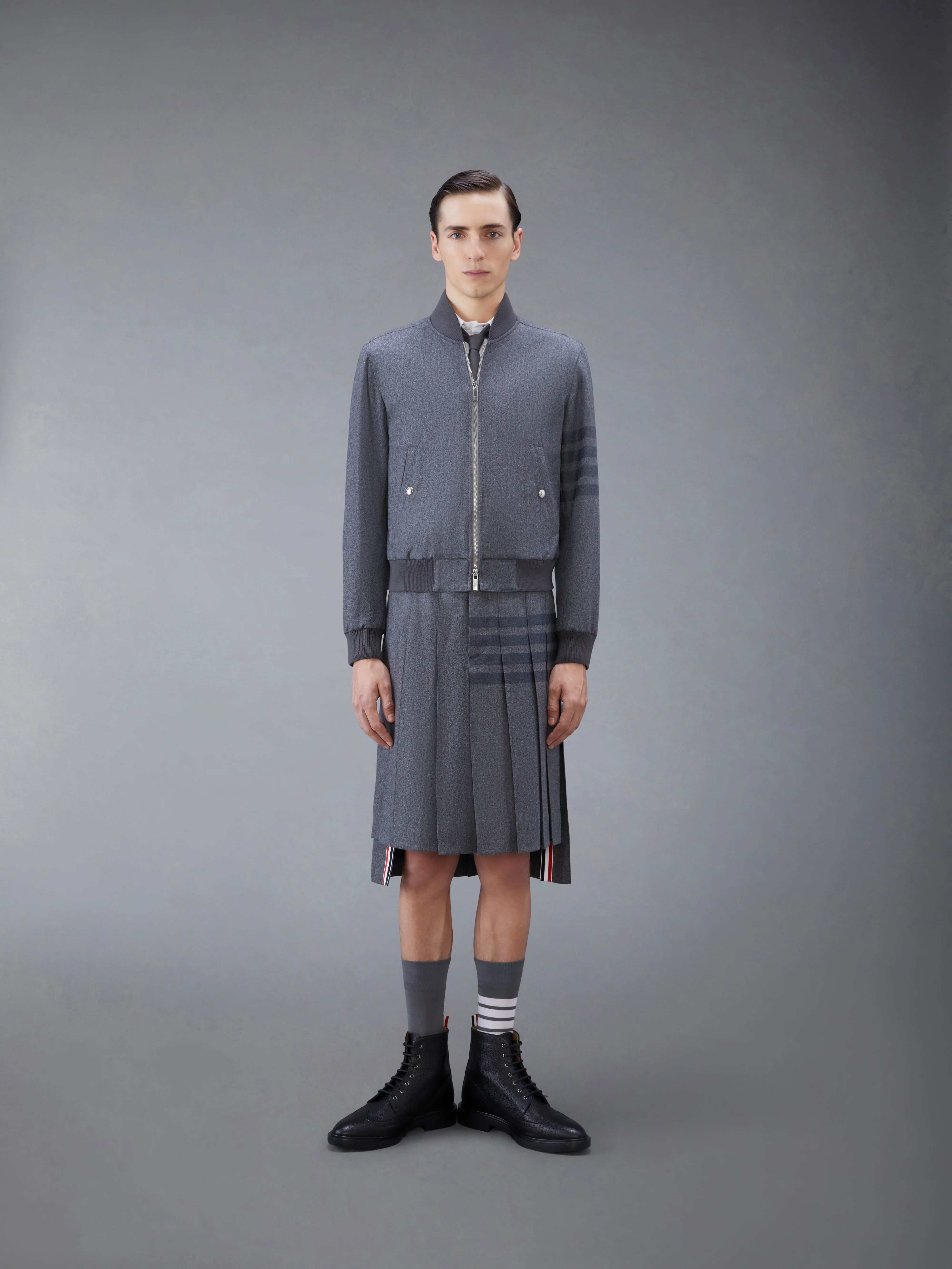 FLANNEL 4-BAR KNIT RIB BLOUSON JACKET - Image 3