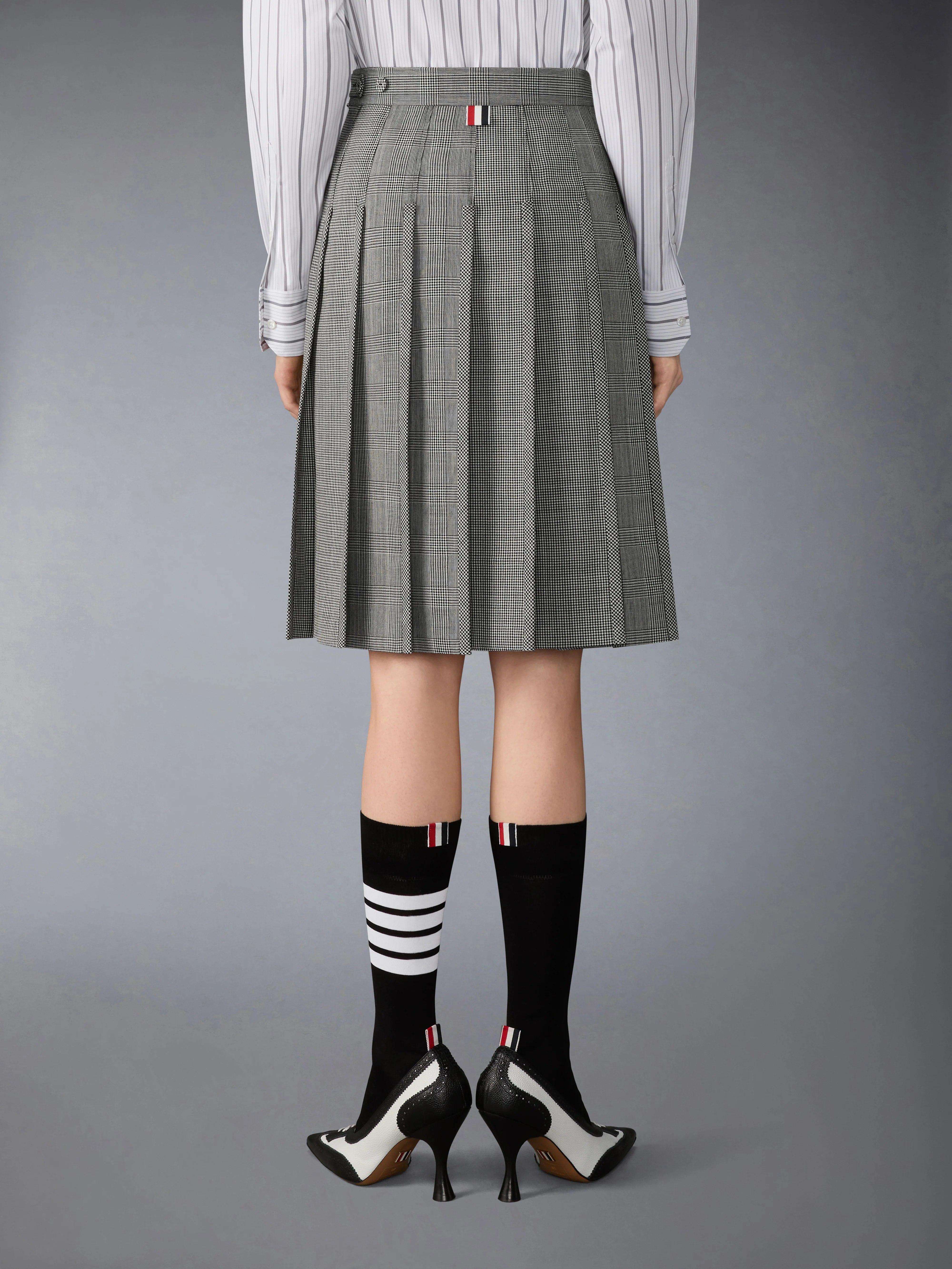 FUNMIX HOUNDSTOOTH FRESCO PLEATED SKIRT - Image 2