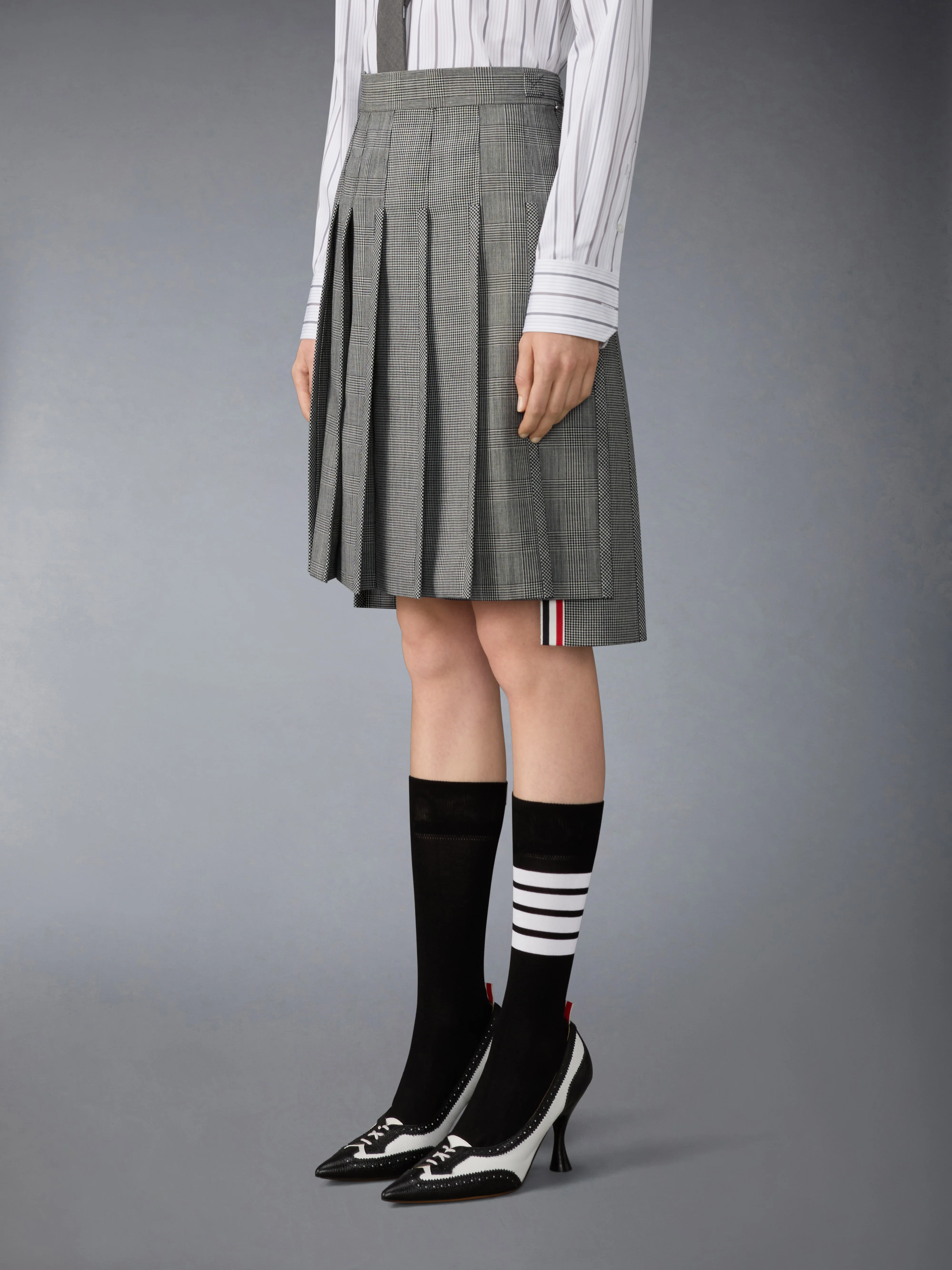 FUNMIX HOUNDSTOOTH FRESCO PLEATED SKIRT - Image 3