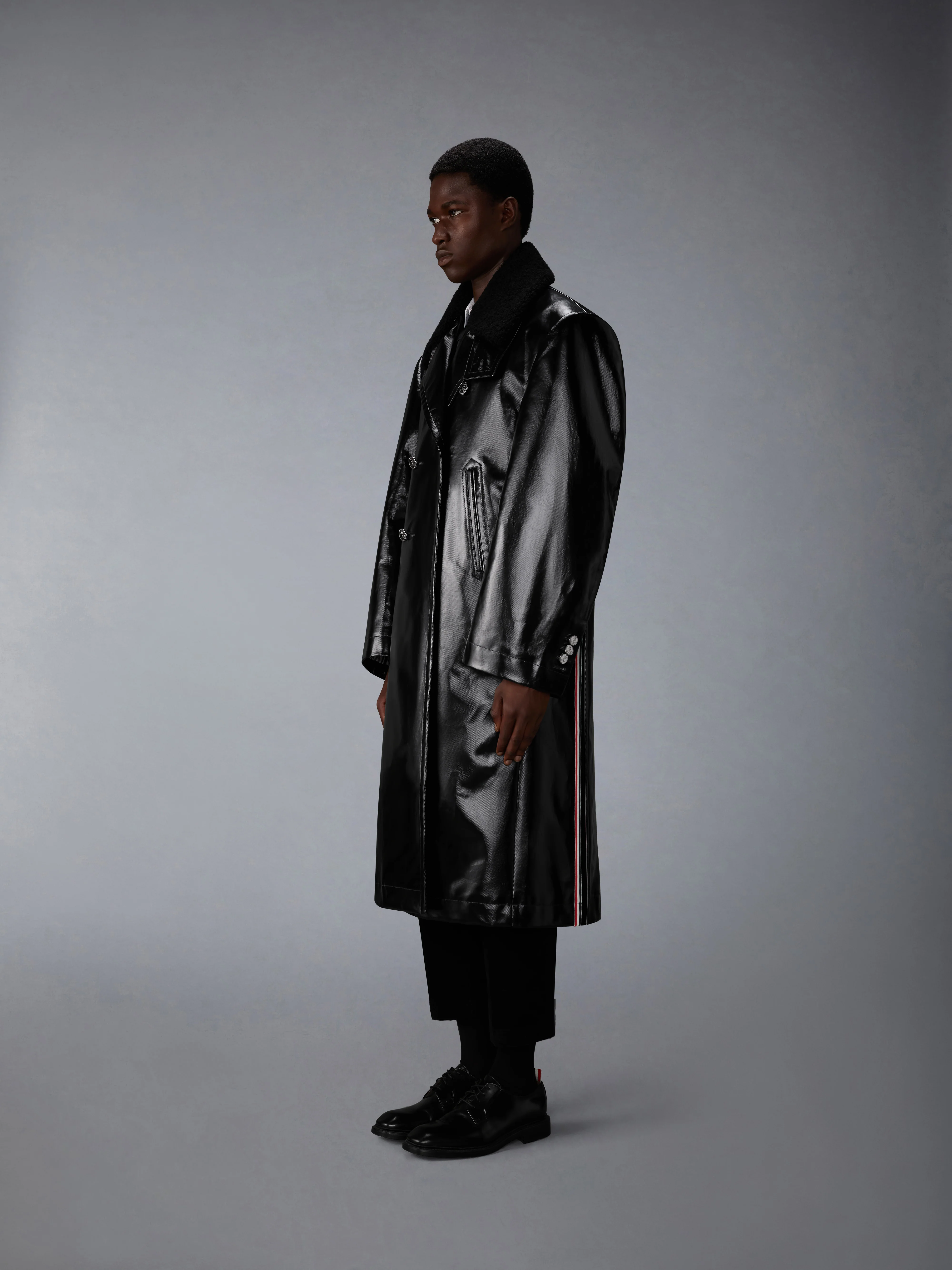 GABARDINE SLICKER OVERSIZED PEACOAT - Image 3