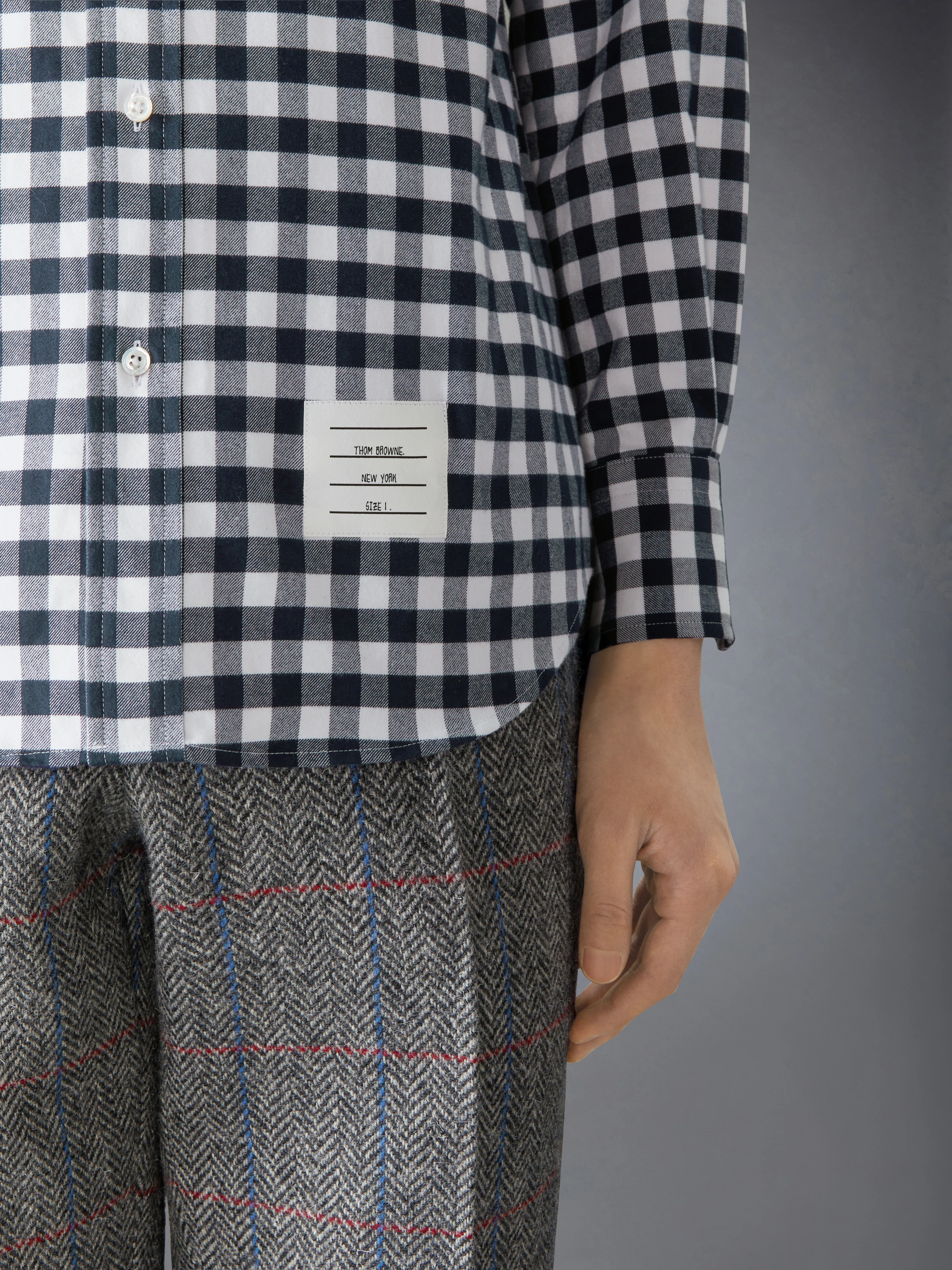 GINGHAM CHECK FLANNEL SATIN STITCH BIRDS SHIRT - Image 6