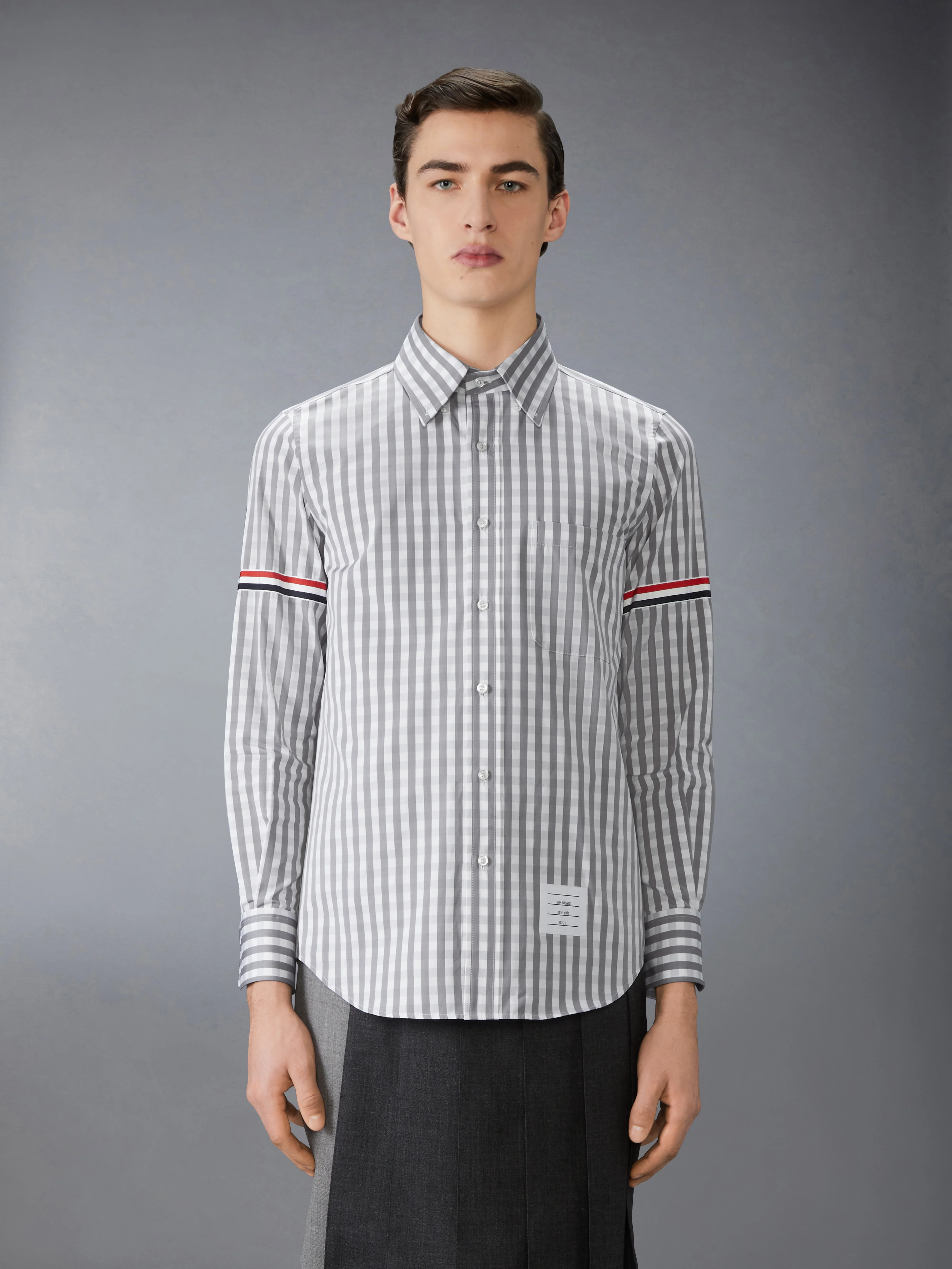 GINGHAM CHECK POPLIN ARMBAND SHIRT - Image 2