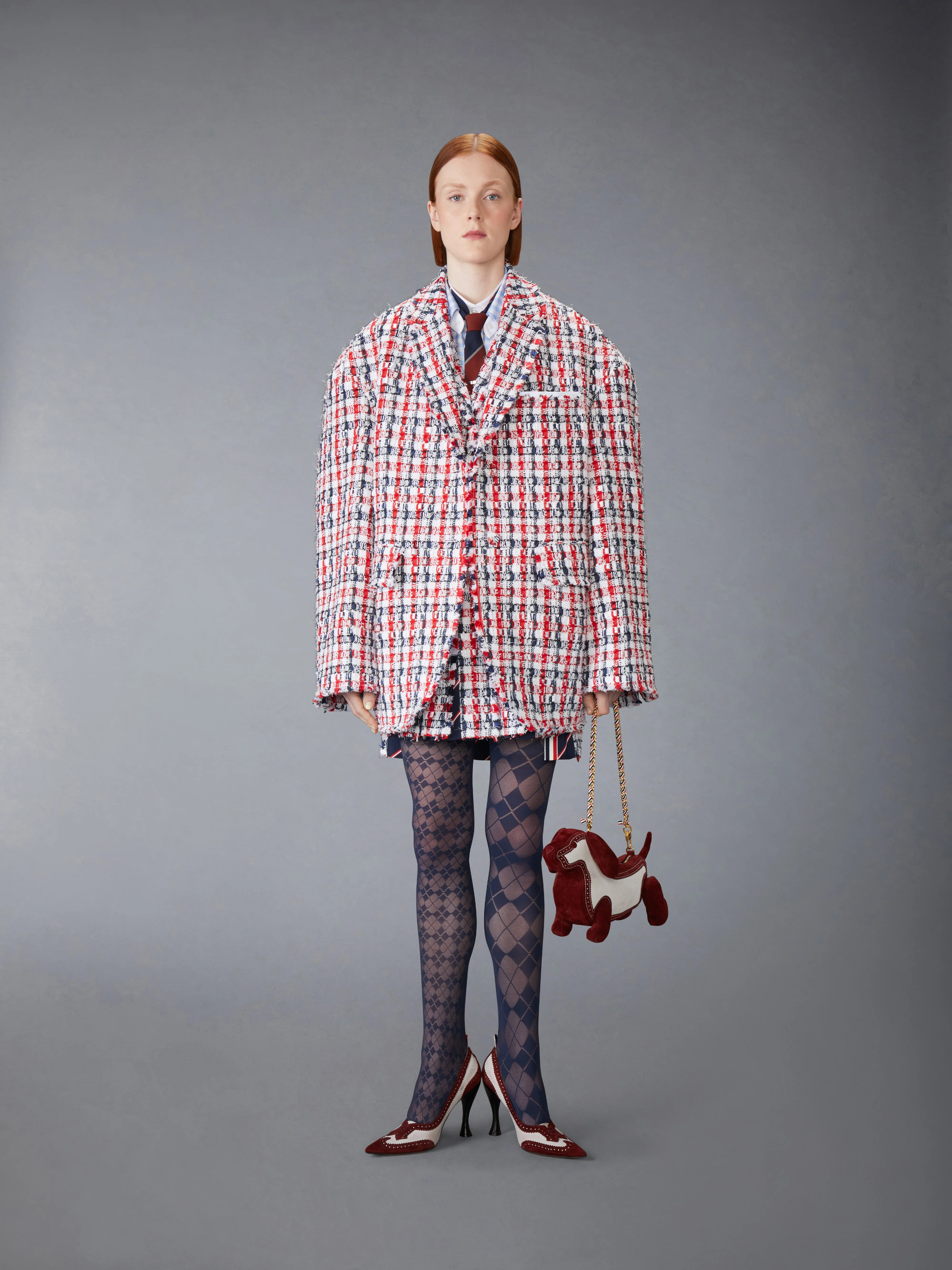 GINGHAM SATIN RIBBON TWEED COCOON SPORTCOAT - Image 3