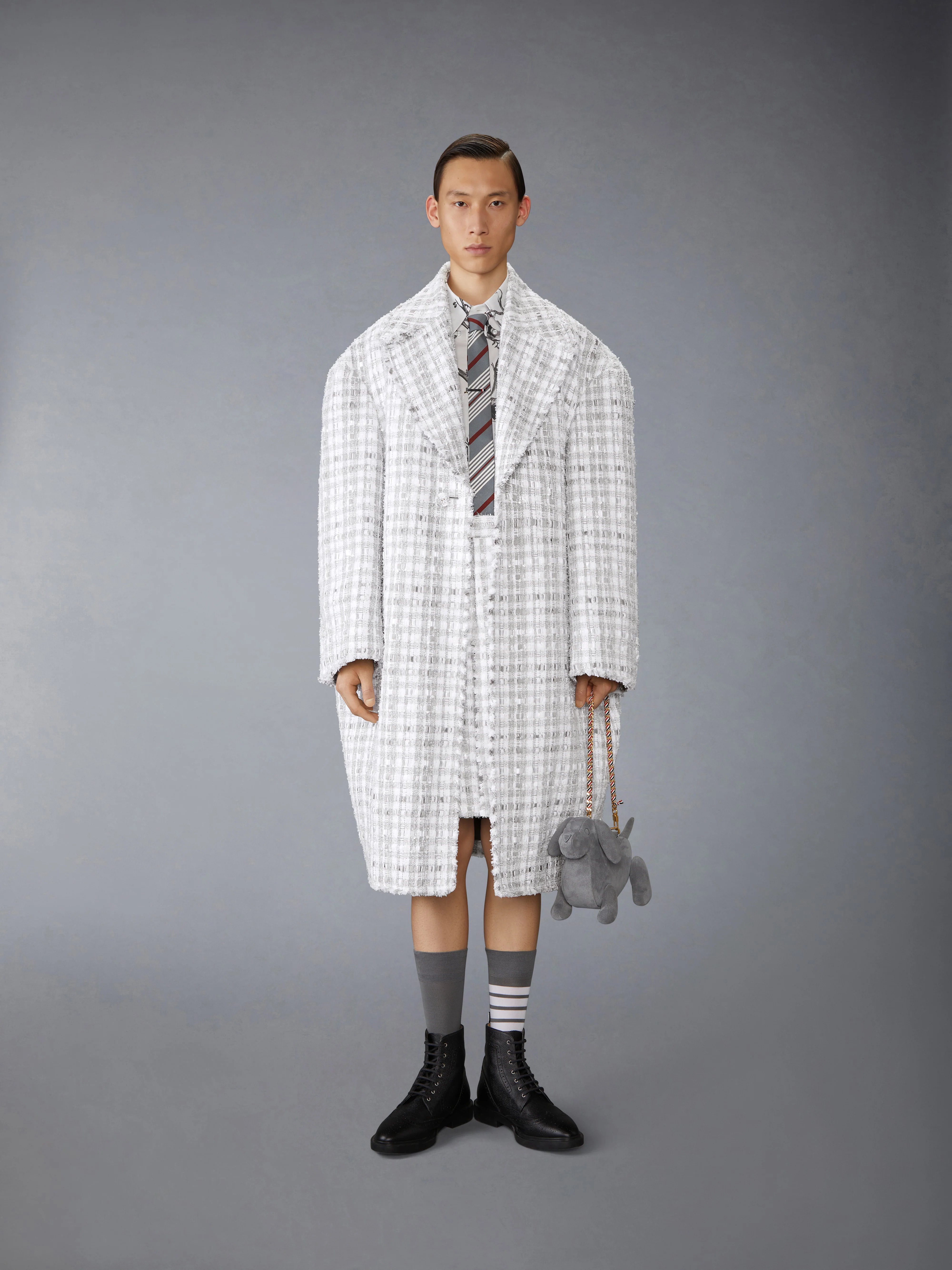 GINGHAM TWEED LOW RISE PLEATED SKIRT - Image 4
