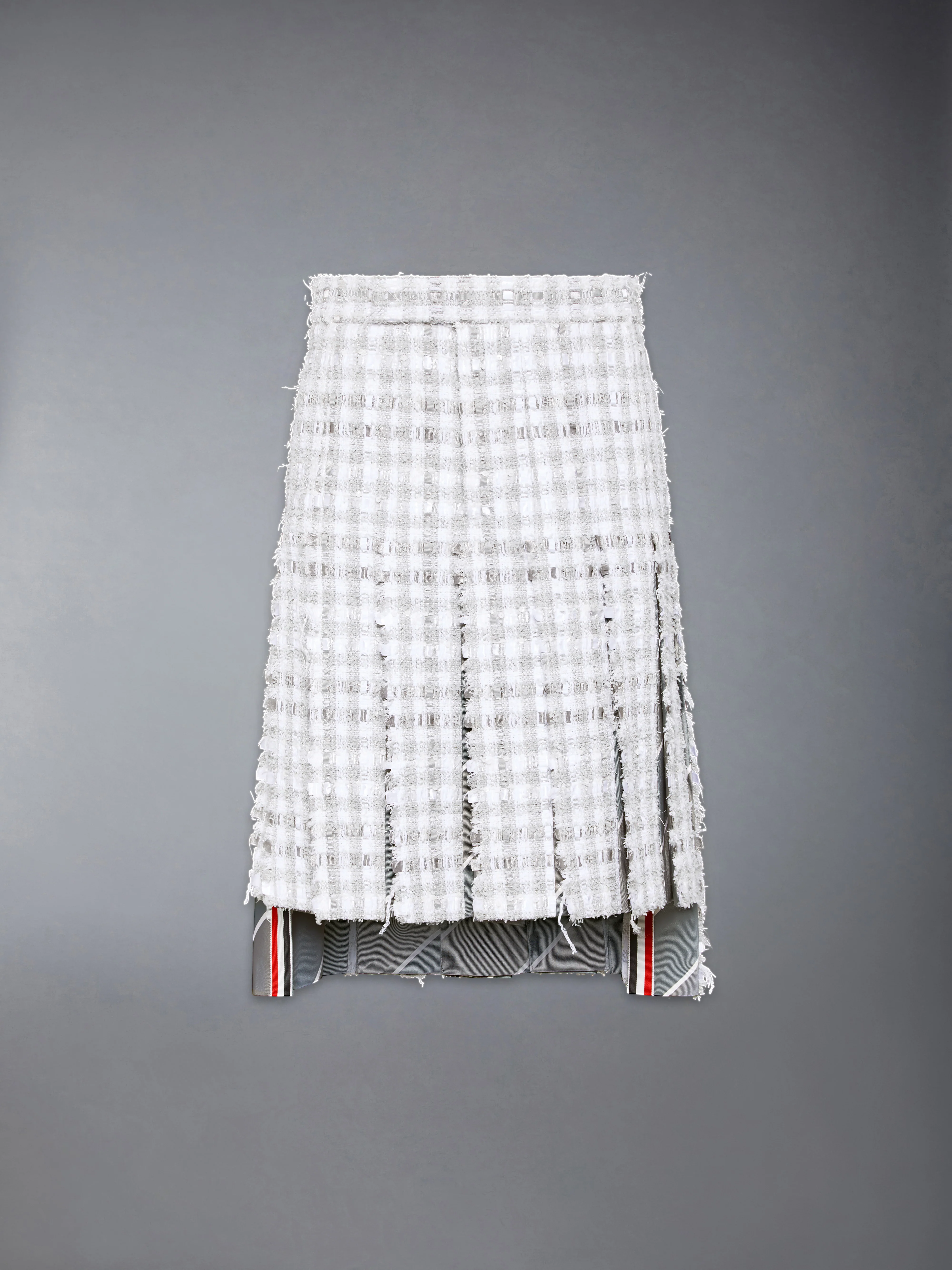GINGHAM TWEED LOW RISE PLEATED SKIRT - Image 7