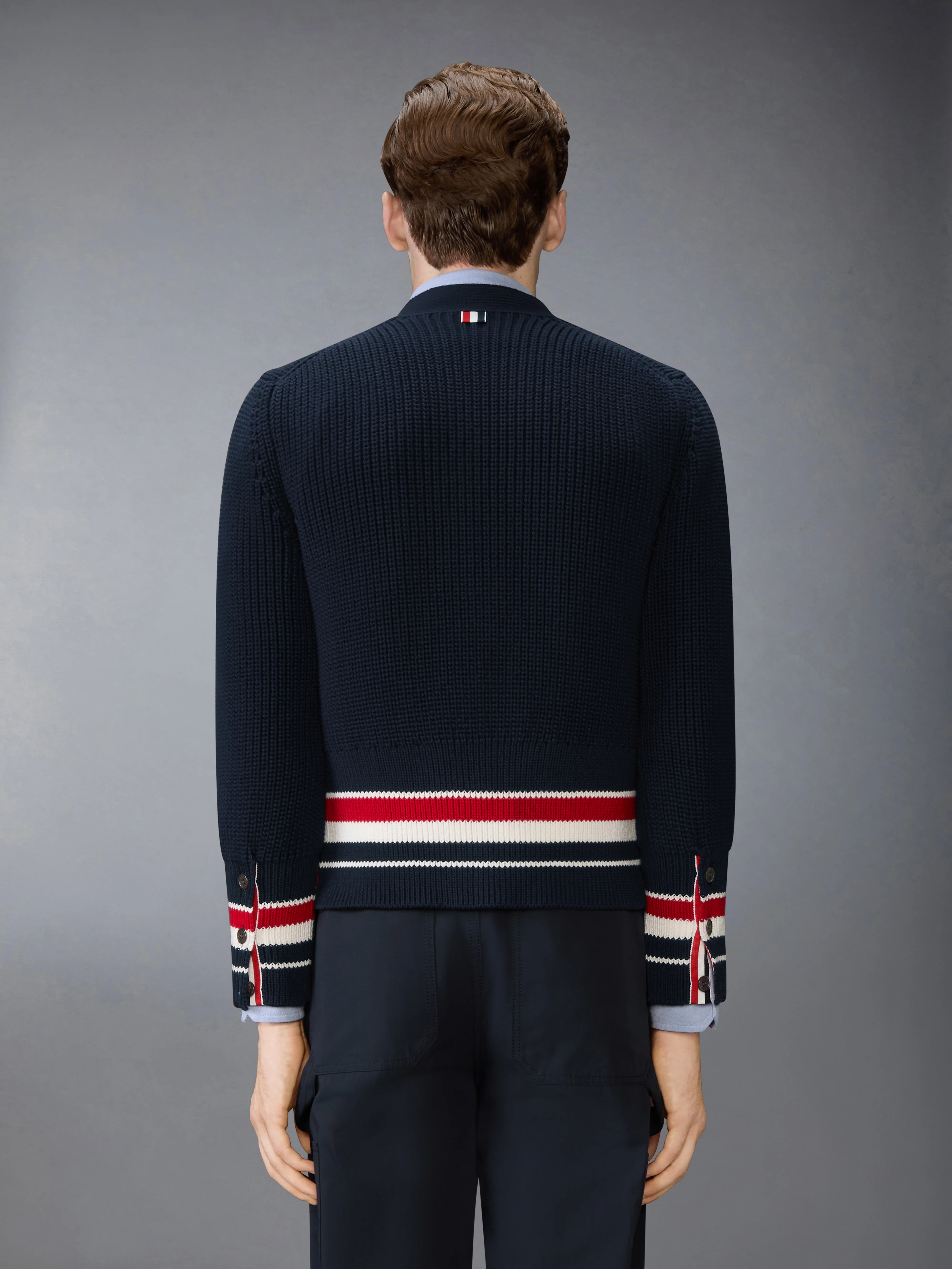 HALF CARDIGAN STITCH COTTON RWB CARDIGAN - Image 2