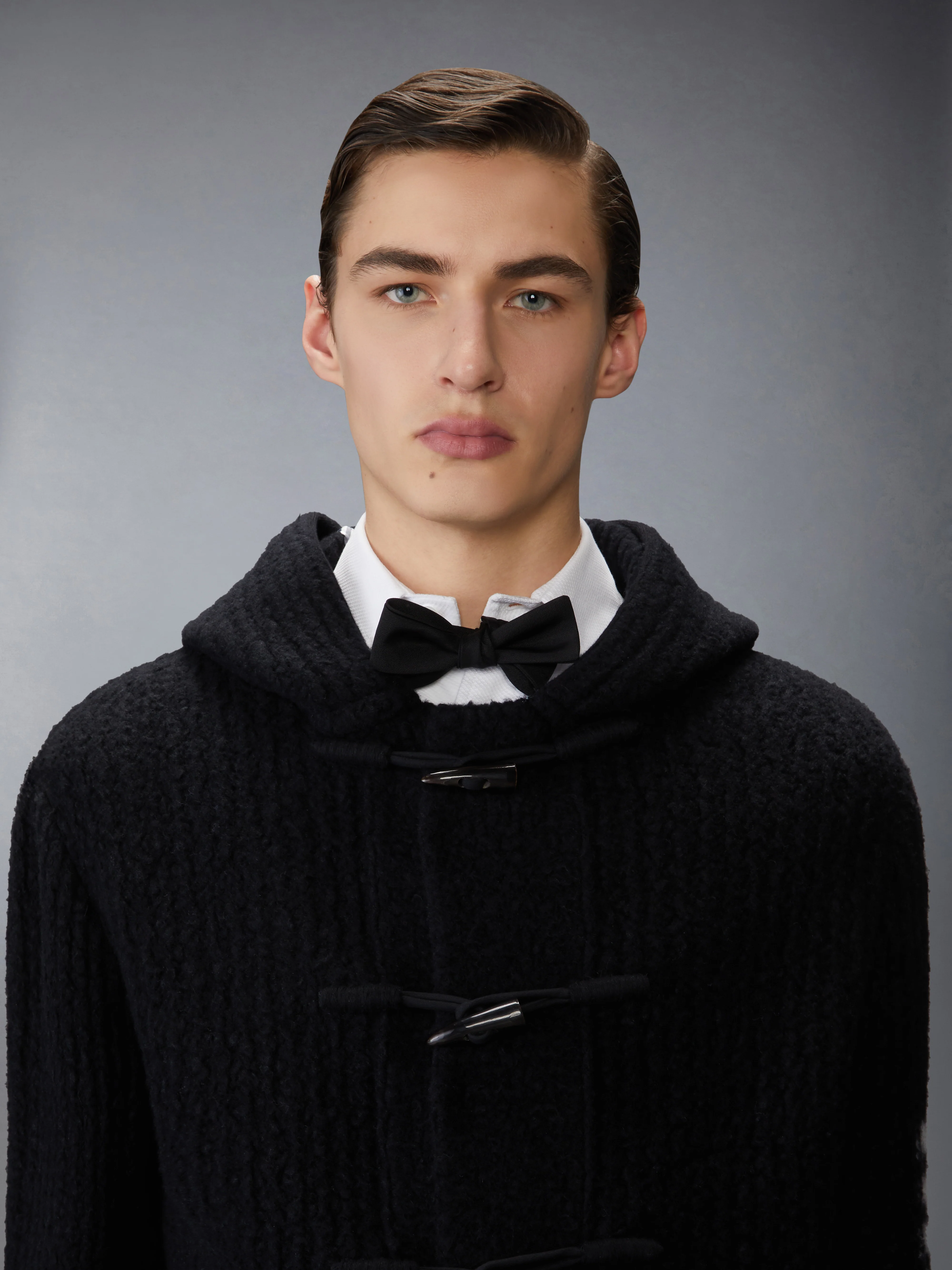 INTARSIA 4-BAR BOILED MERINO WOOL DUFFLE COAT - Image 4
