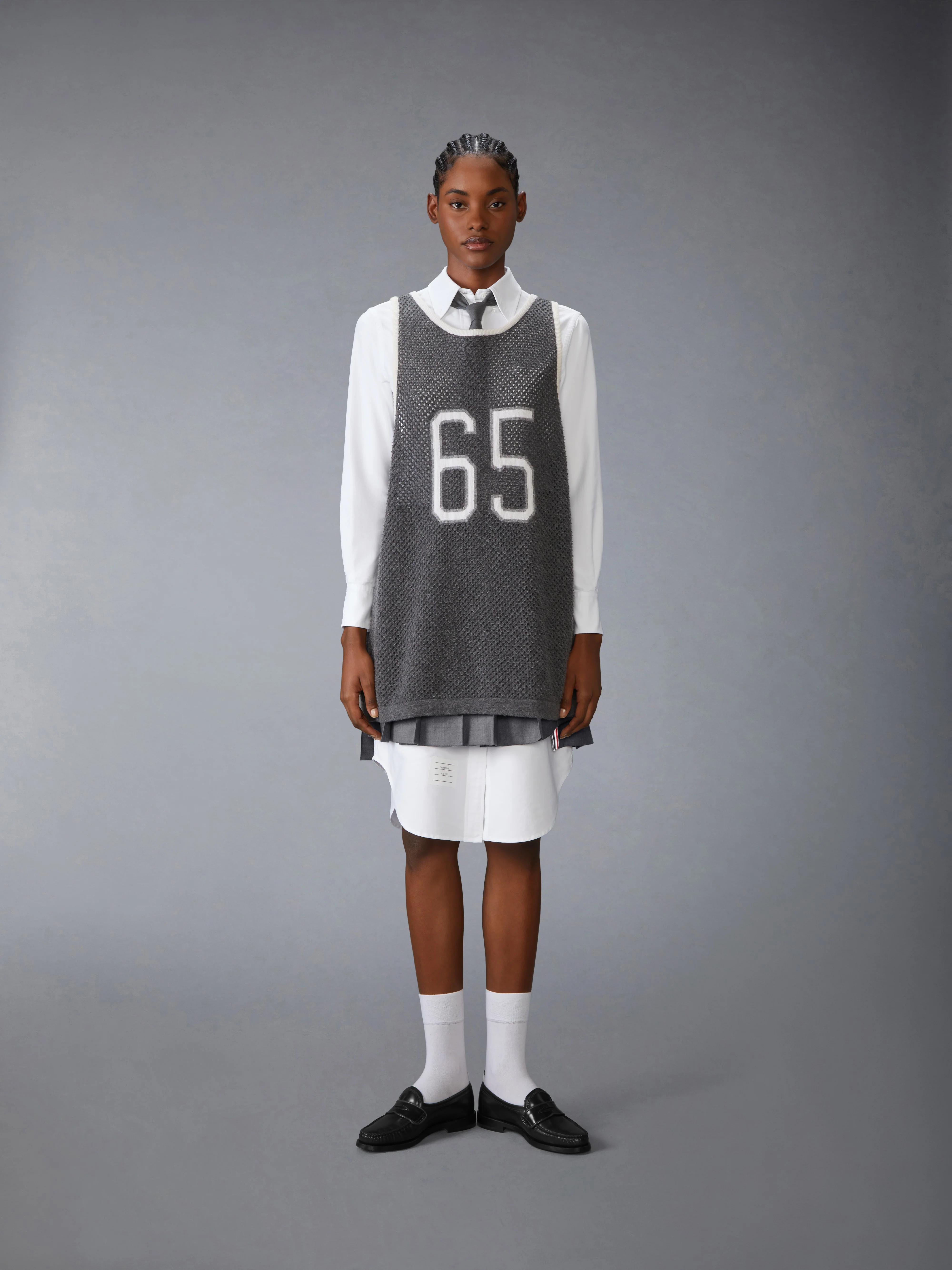 INTARSIA CASHMERE MESH BASKETBALL JERSEY - Image 3