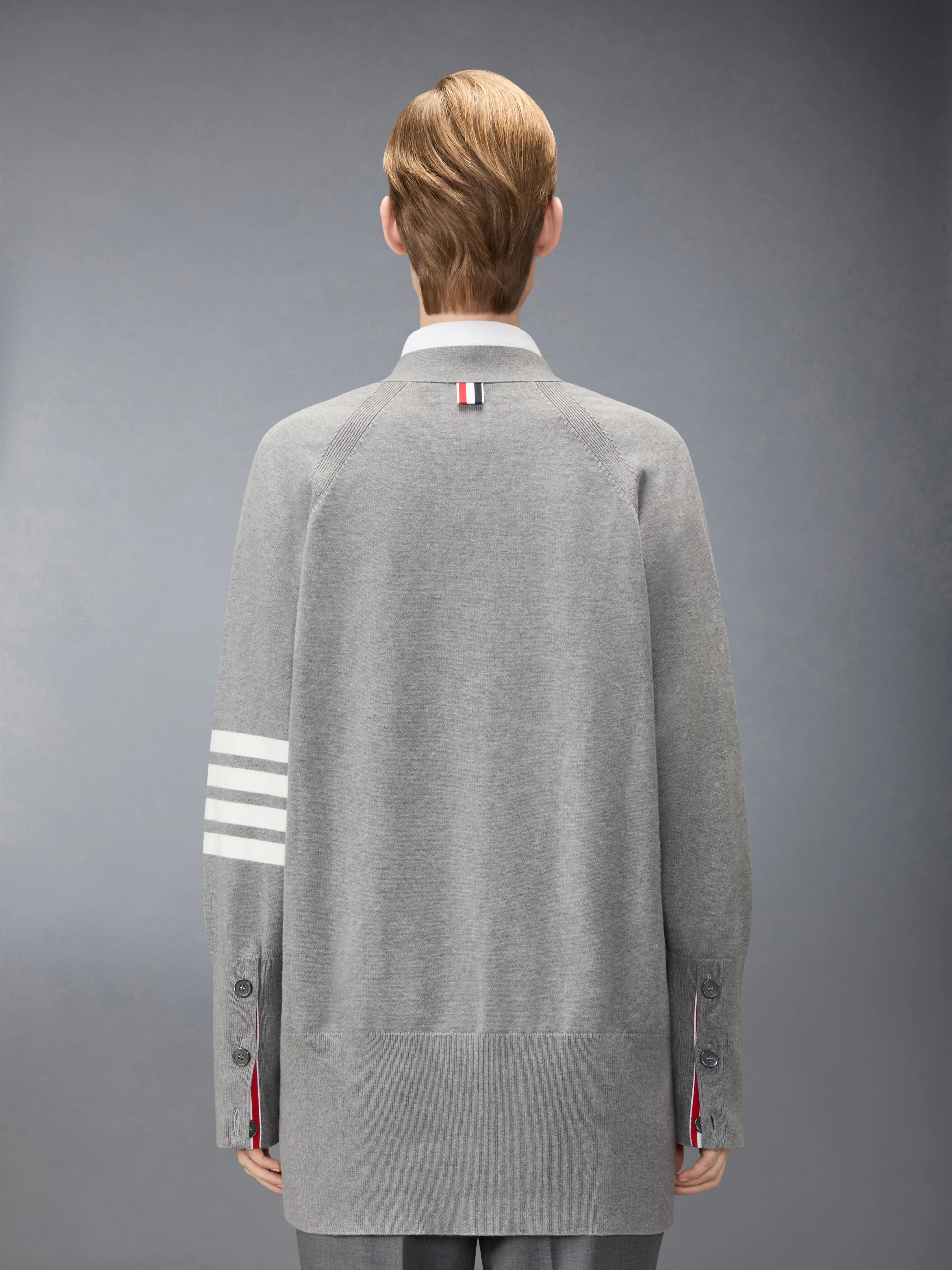 JERSEY STITCH COTTON 4-BAR EXAGGERATED FIT CARDIGAN - Image 2