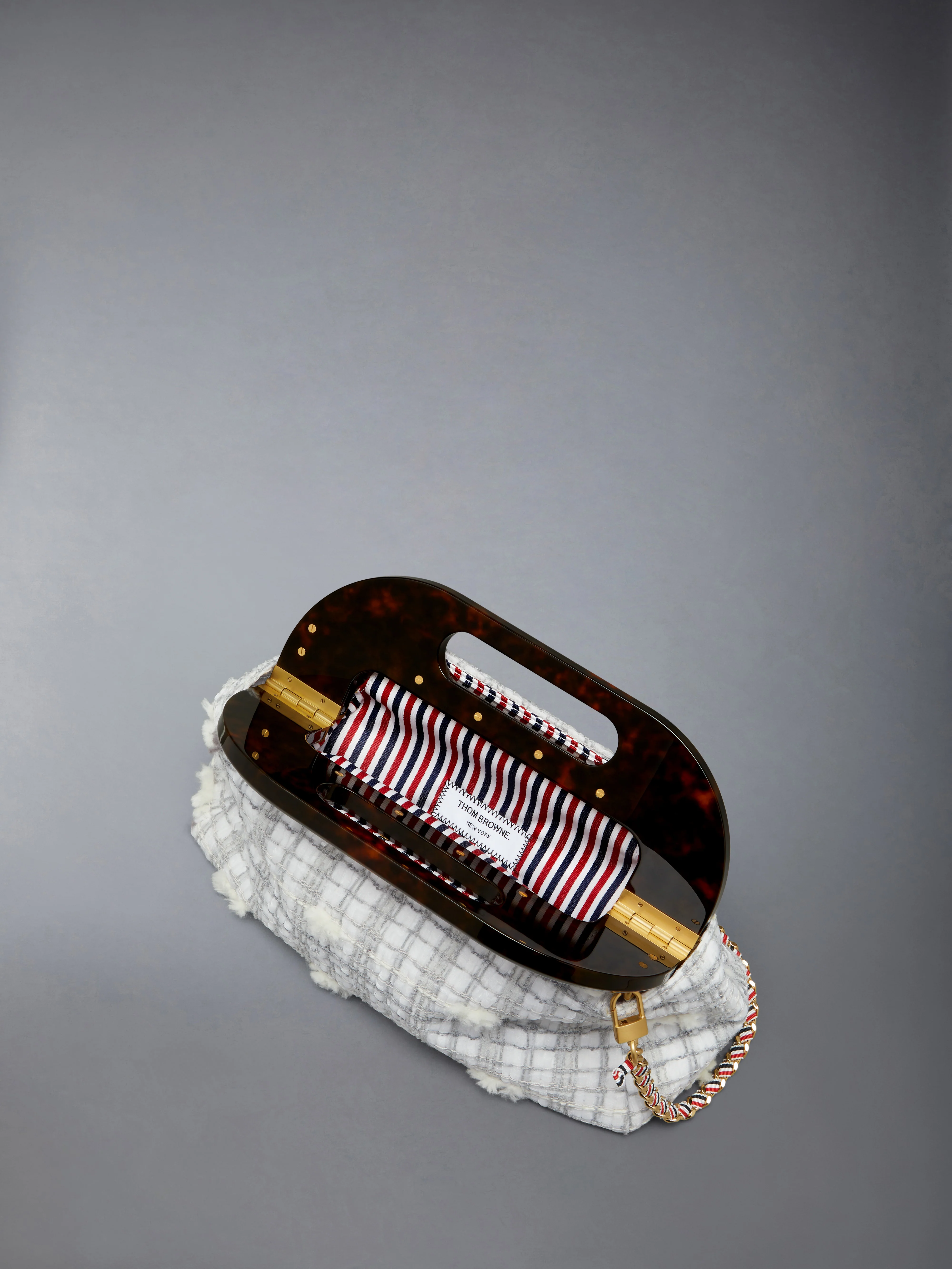 JR. TEVIOT BAG IN REPP STRIPE POUF TWEED - Image 4