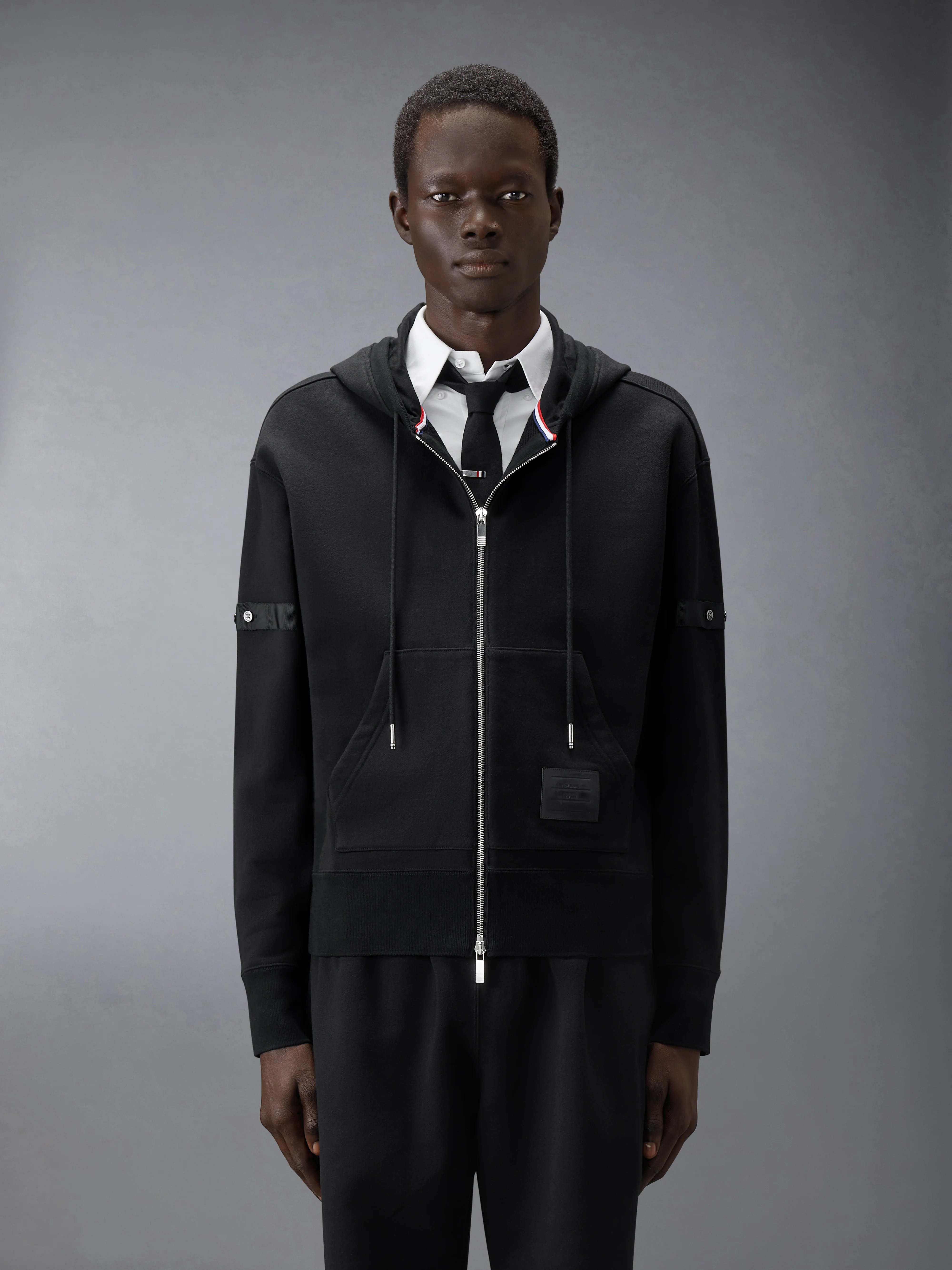 LOOPBACK JERSEY ARMBAND RELAXED ZIP UP HOODIE - Image 2