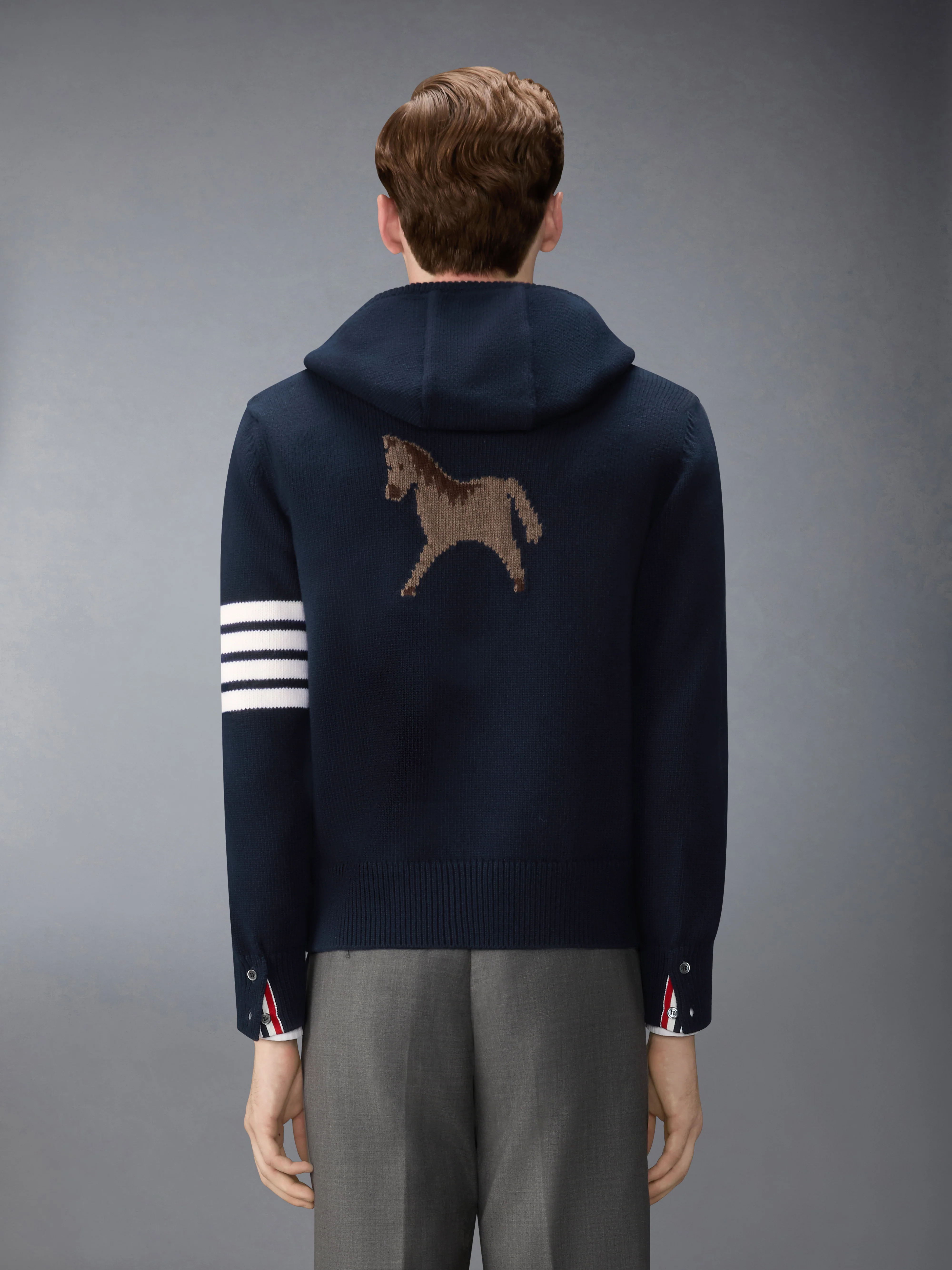 LUNAR NEW YEAR INTARSIA MERINO 4-BAR ZIP UP HOODIE - Image 2