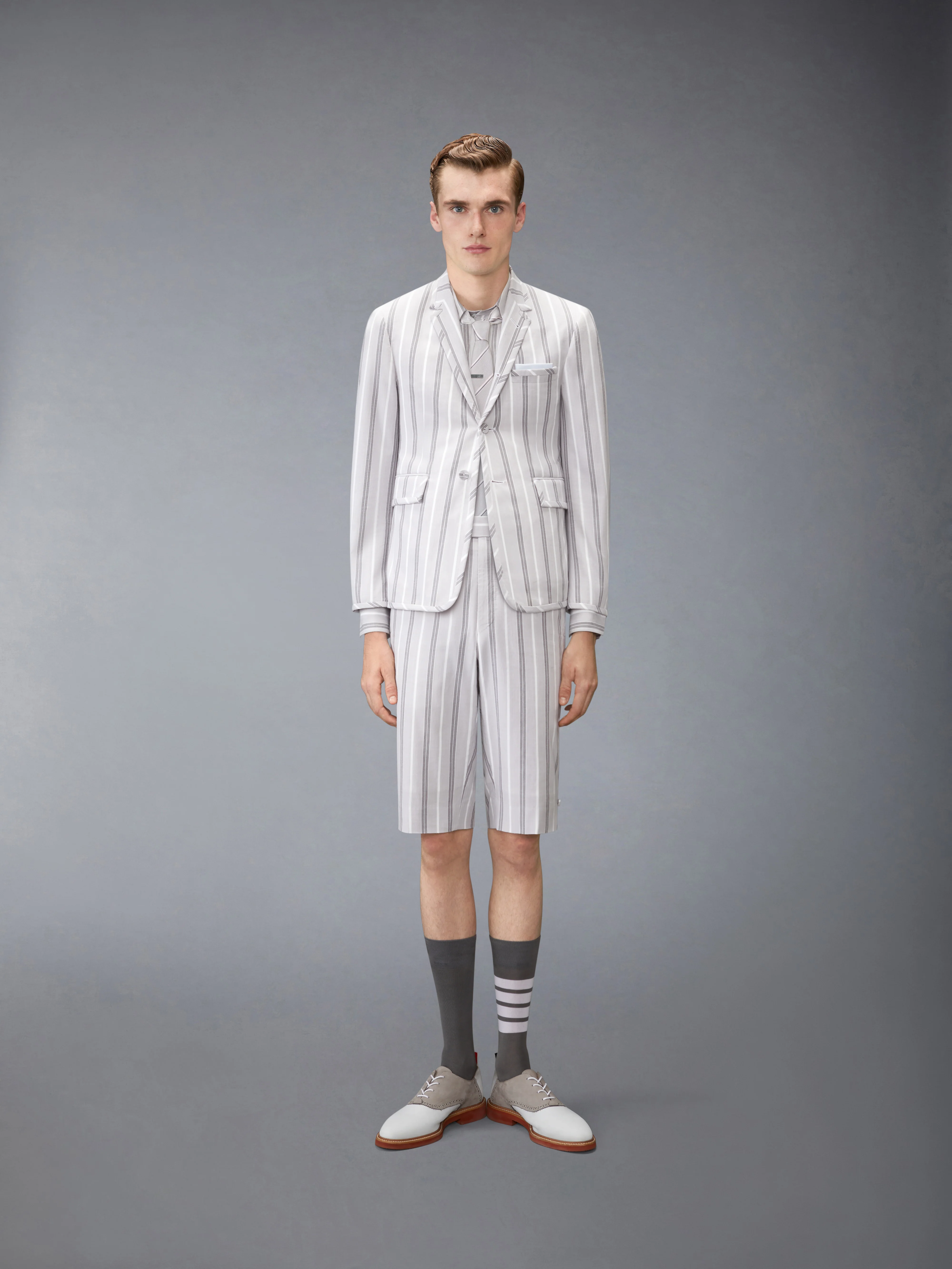 MADRAS COTTON REPP STRIPE BACKSTRAP SHORTS - Image 3