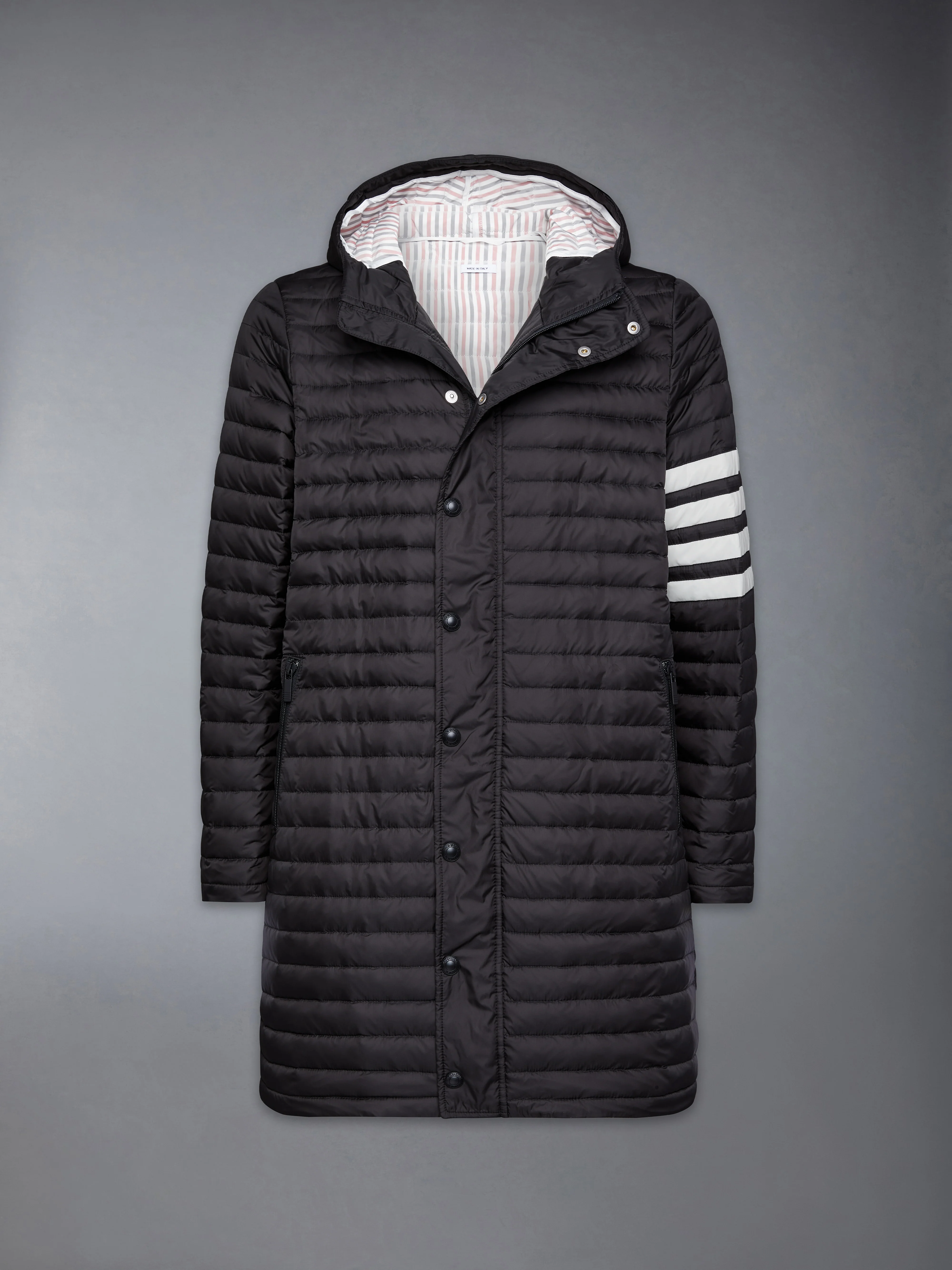 MATTE NYLON 4-BAR QUILTED DOWN FILLED HOODED COAT - Image 5