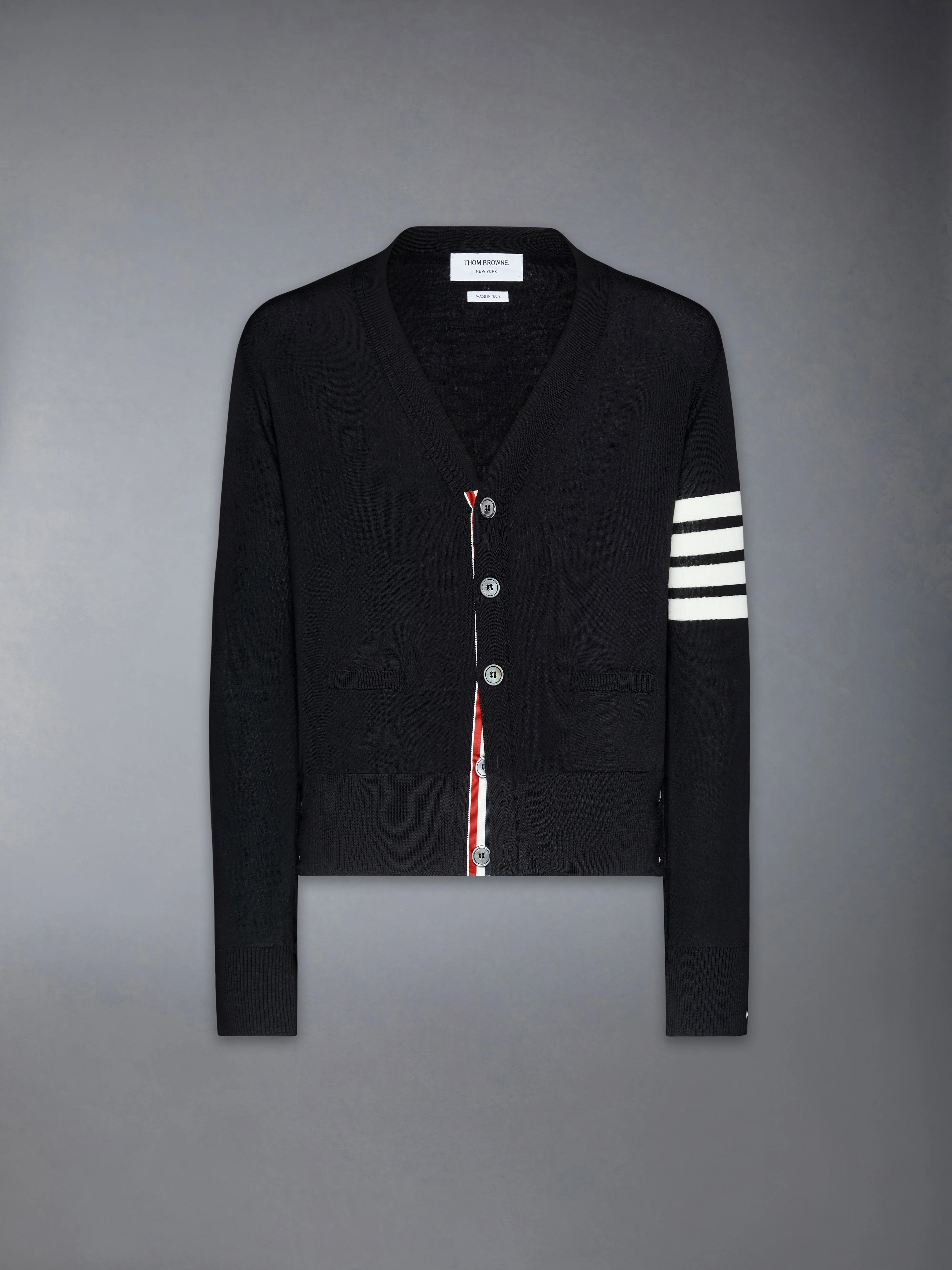 MERINO WOOL 4-BAR CLASSIC V-NECK CARDIGAN - Image 7