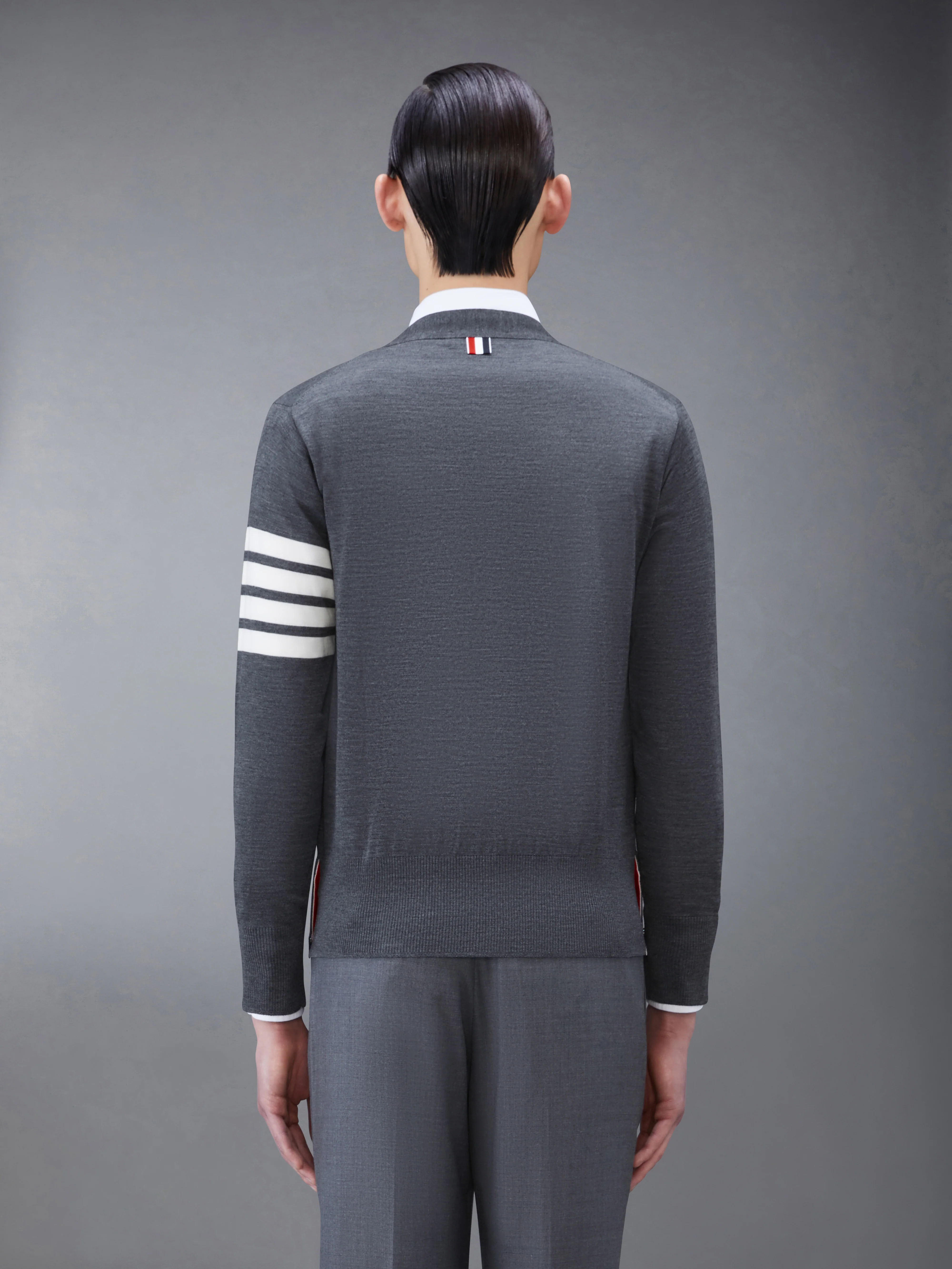 MERINO WOOL 4-BAR CLASSIC V-NECK CARDIGAN - Image 2