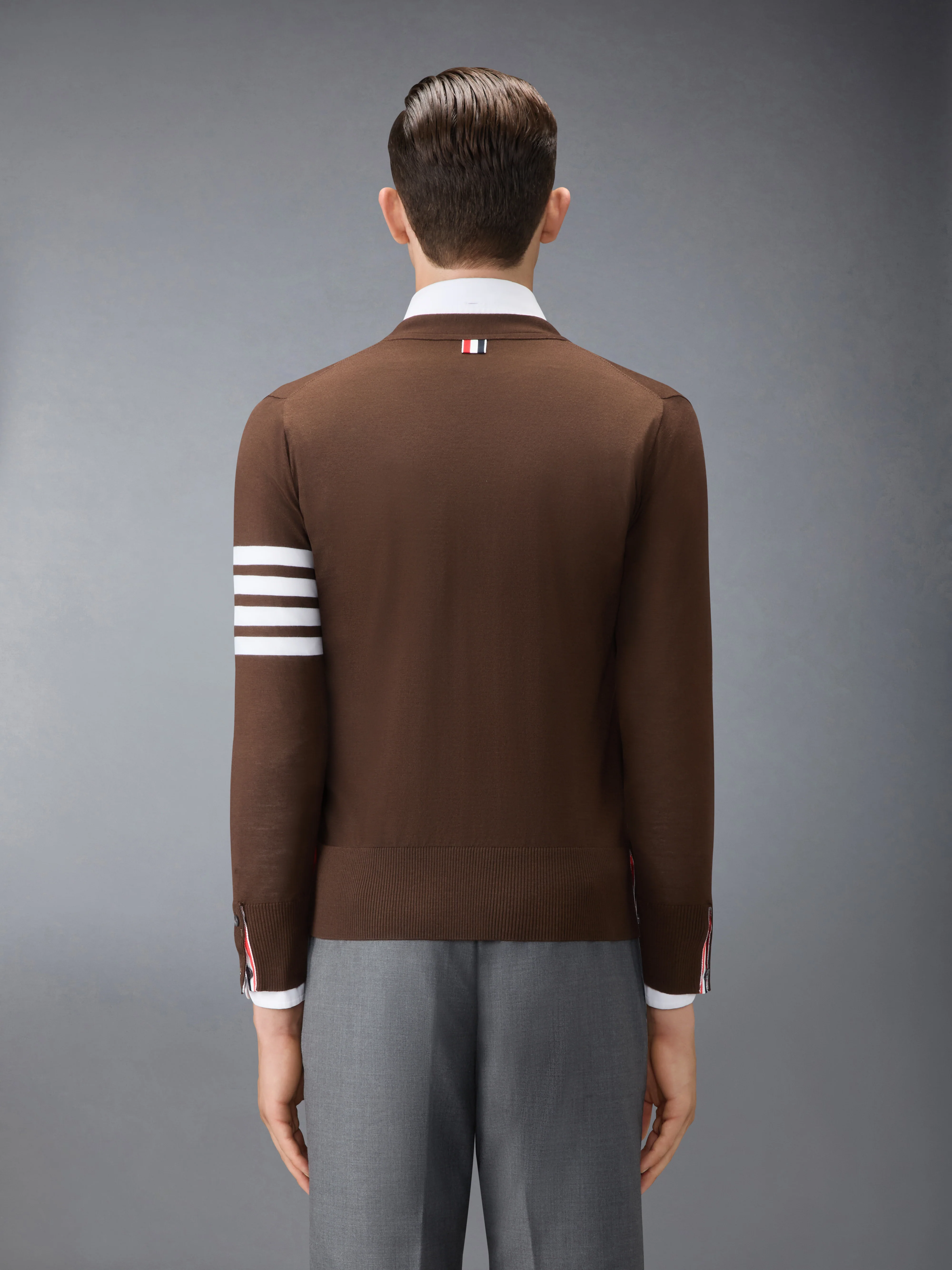 MERINO WOOL 4-BAR CLASSIC V-NECK CARDIGAN - Image 2