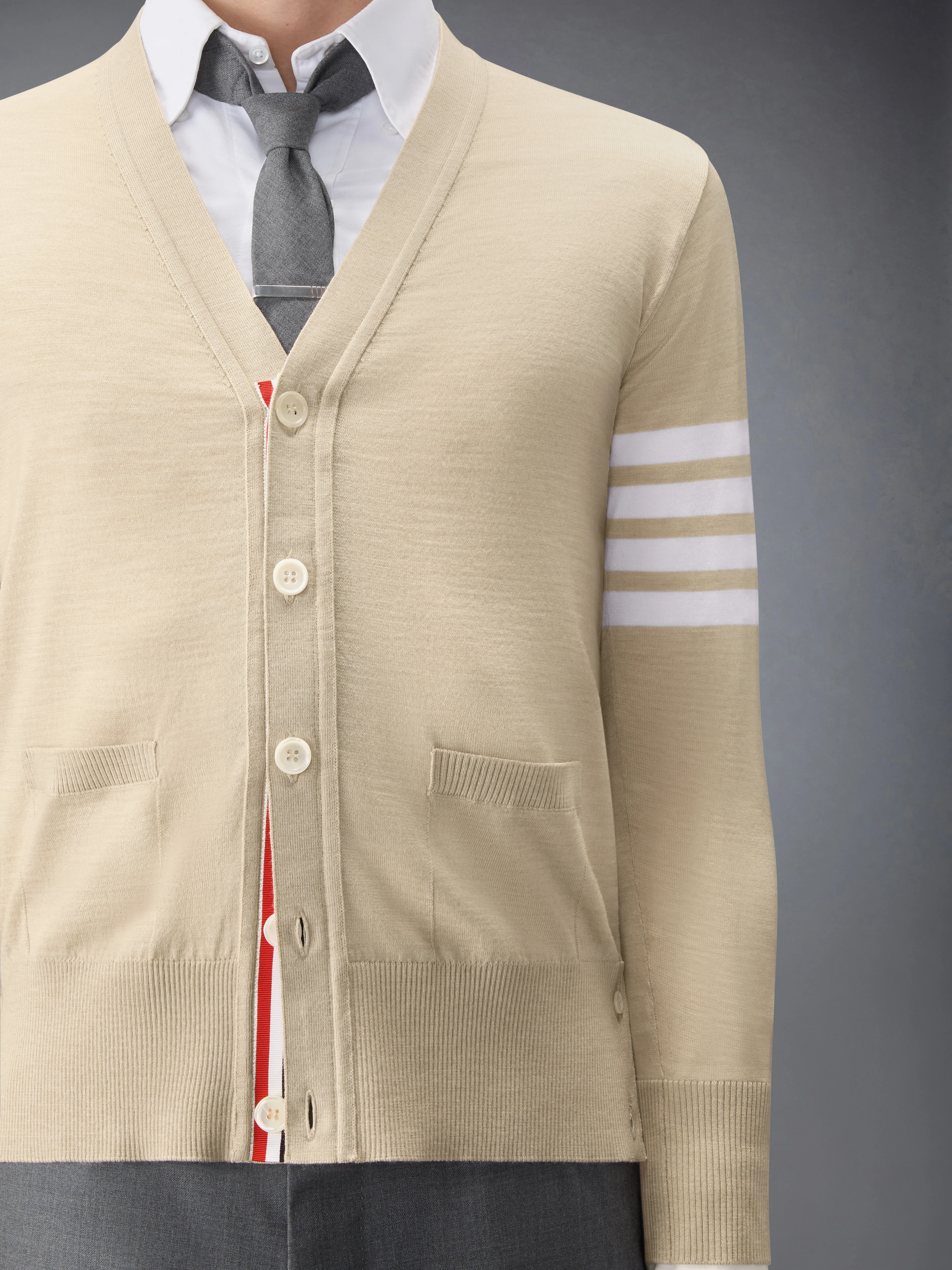 MERINO WOOL 4-BAR CLASSIC V-NECK CARDIGAN - Image 5