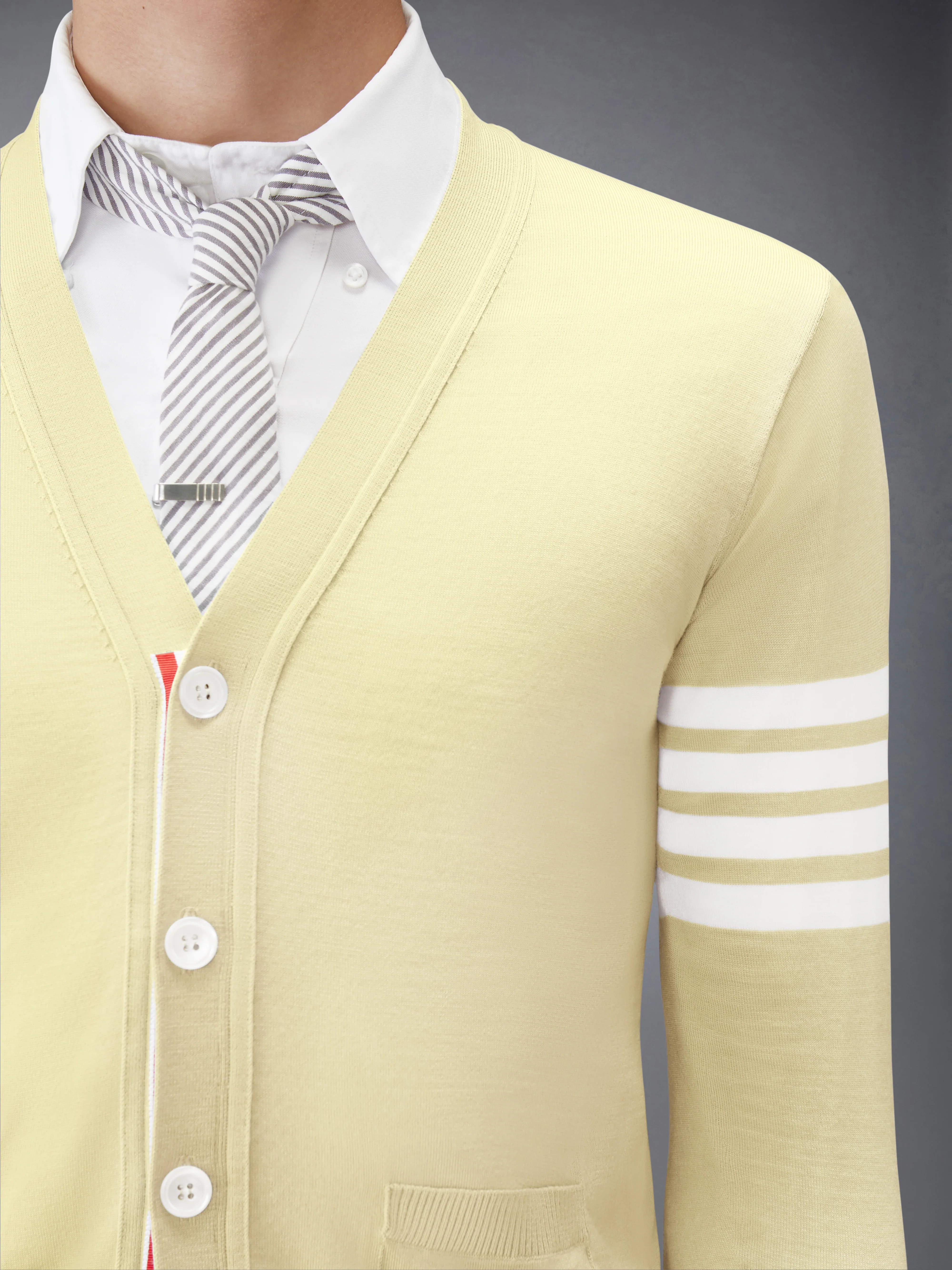 MERINO WOOL 4-BAR CLASSIC V-NECK CARDIGAN - Image 5