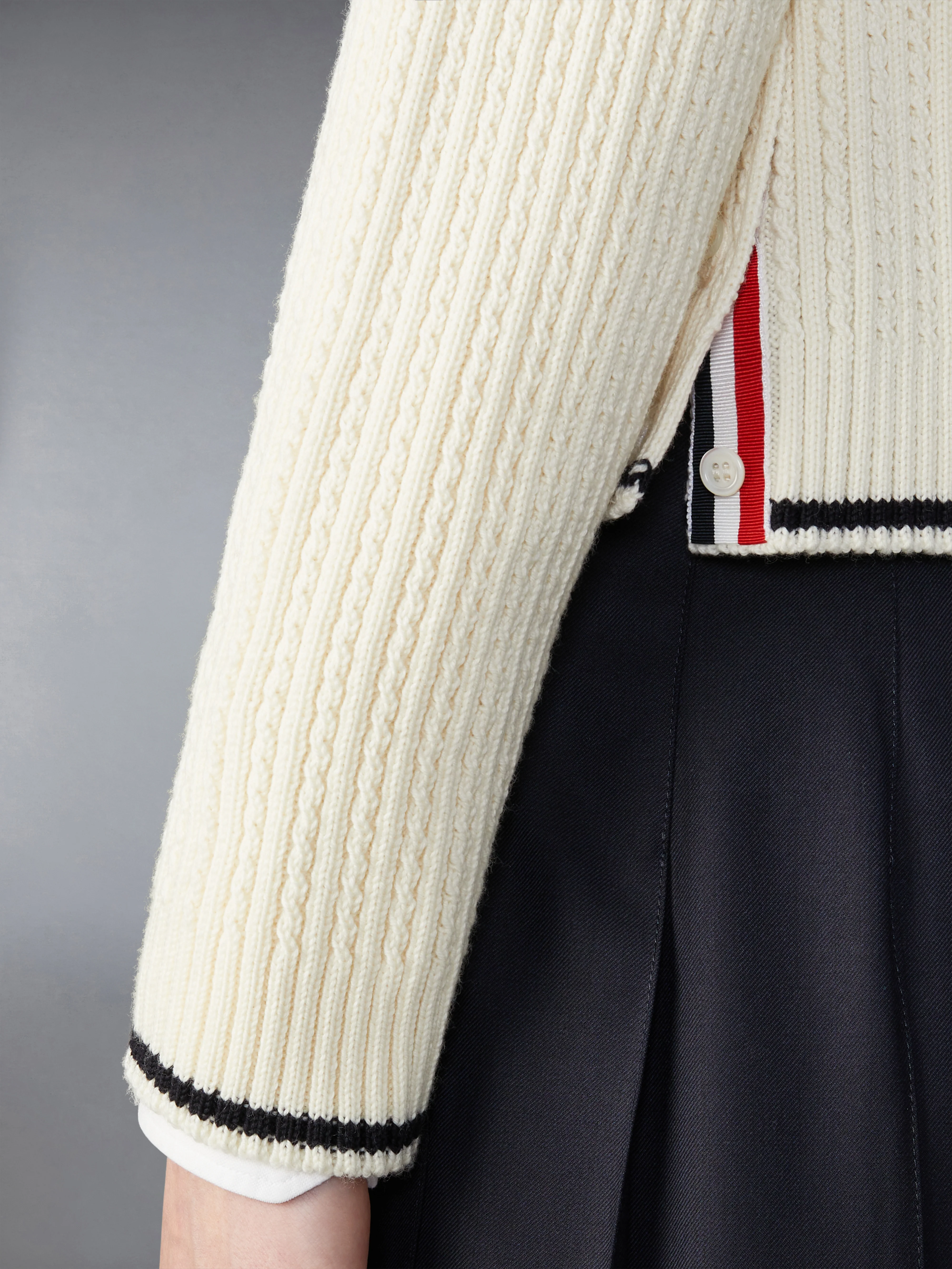 MERINO WOOL 4-BAR CROPPED CARDIGAN - Image 4