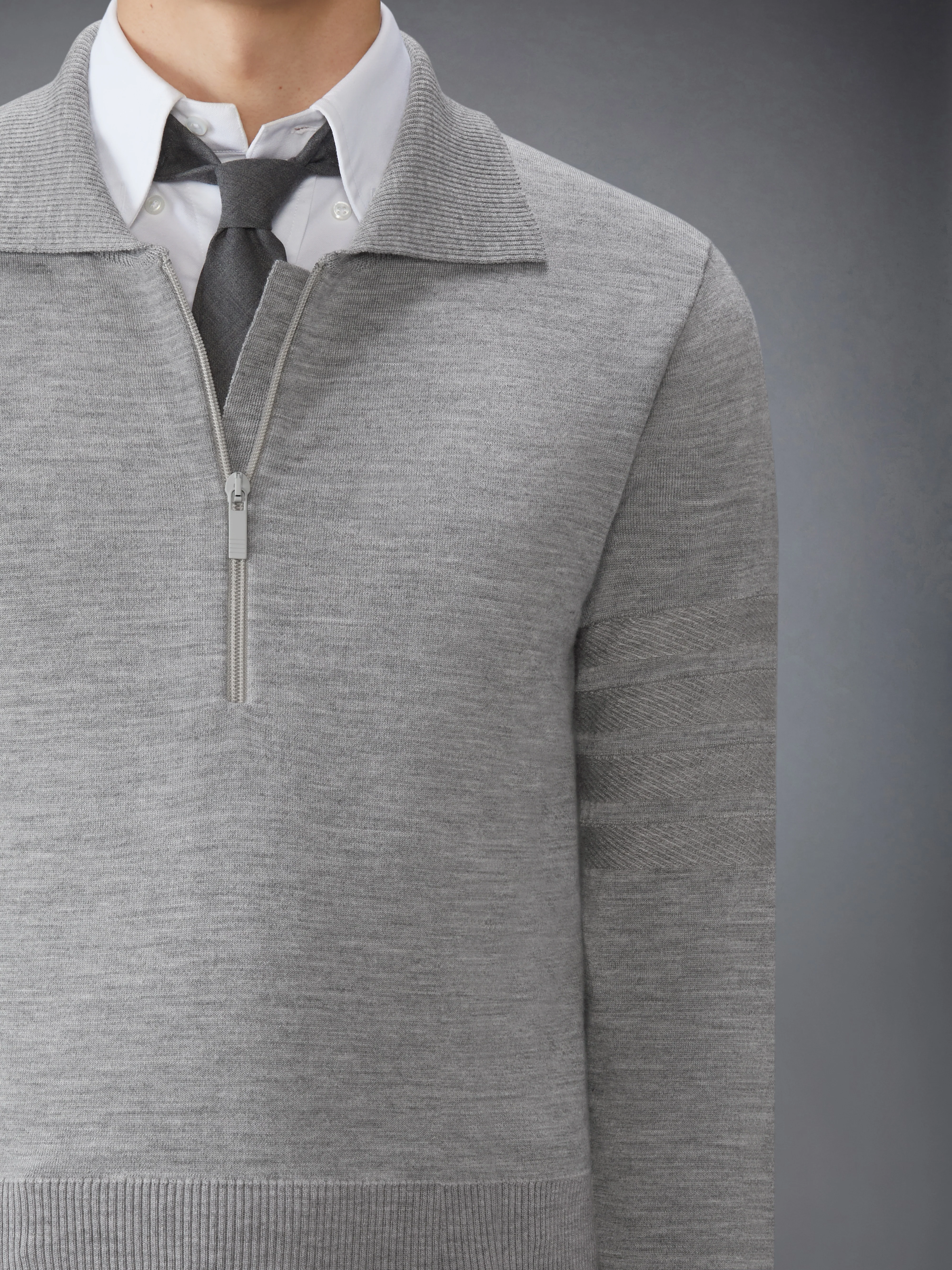 MERINO WOOL DOUBLE FACE 4-BAR HALF ZIP PULLOVER - Image 5
